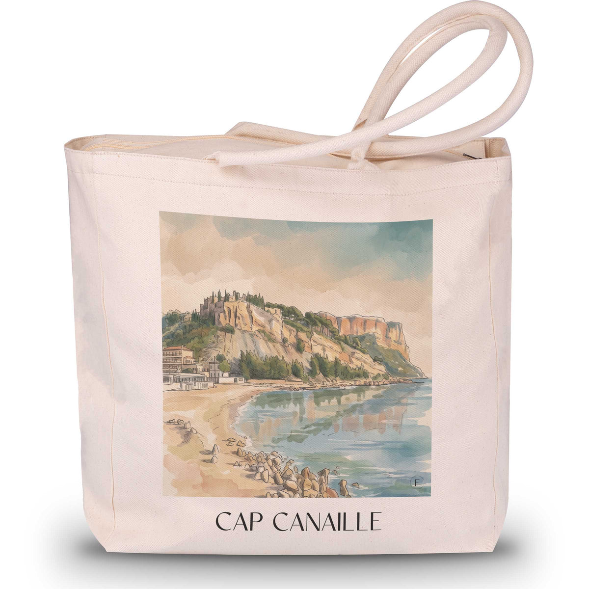 Cap Canaille Shopping Tasche - Cassis - Frankreich Tote Bag - Einkaufstasche im Aquarell Stil - favplace