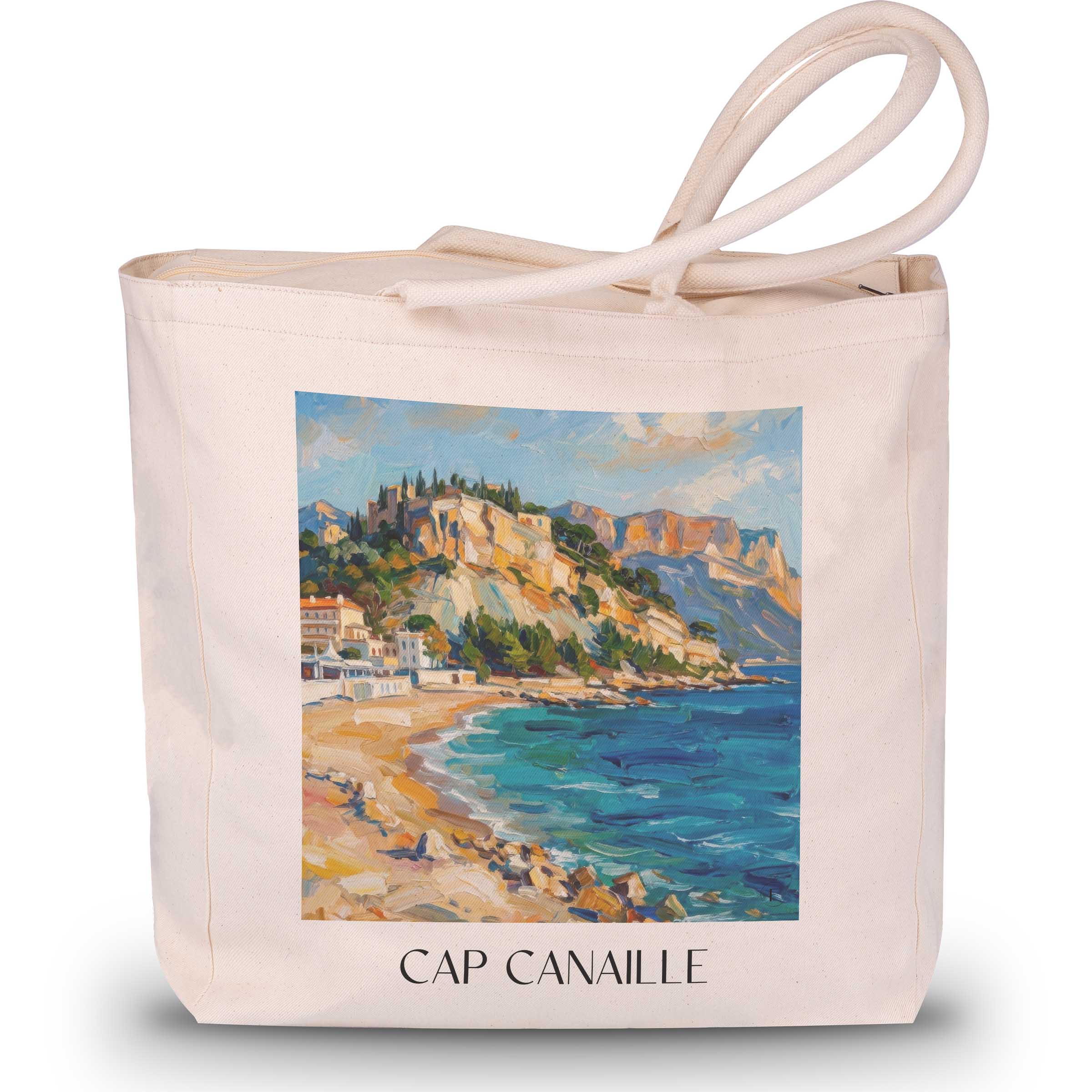 Cap Canaille Shopping Tasche - Cassis - Frankreich Tote Bag - Einkaufstasche im Ölgemälde Stil - favplace