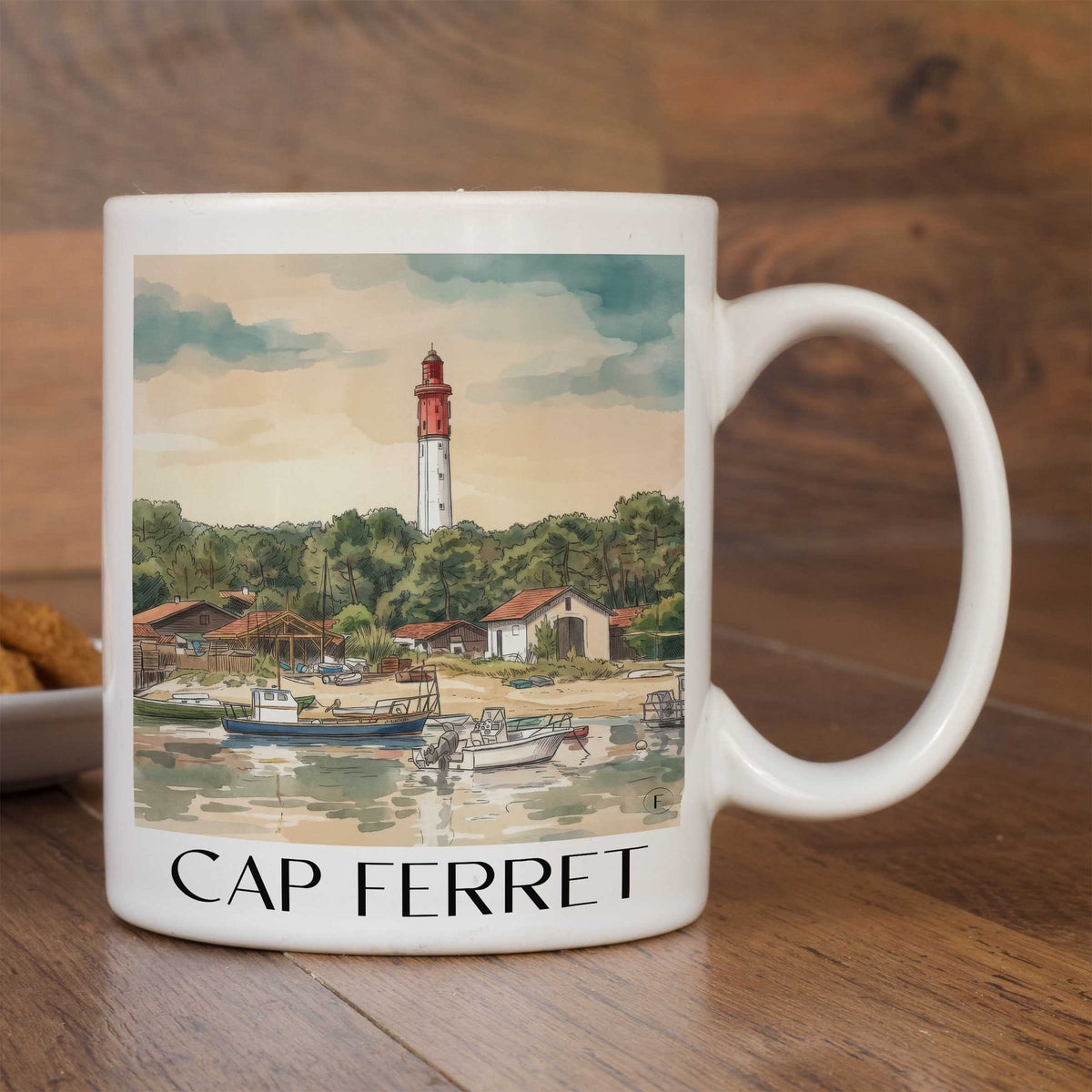 cap-ferret-bassin-d'arcachon-frankreich-kaffeebecher-aquarell