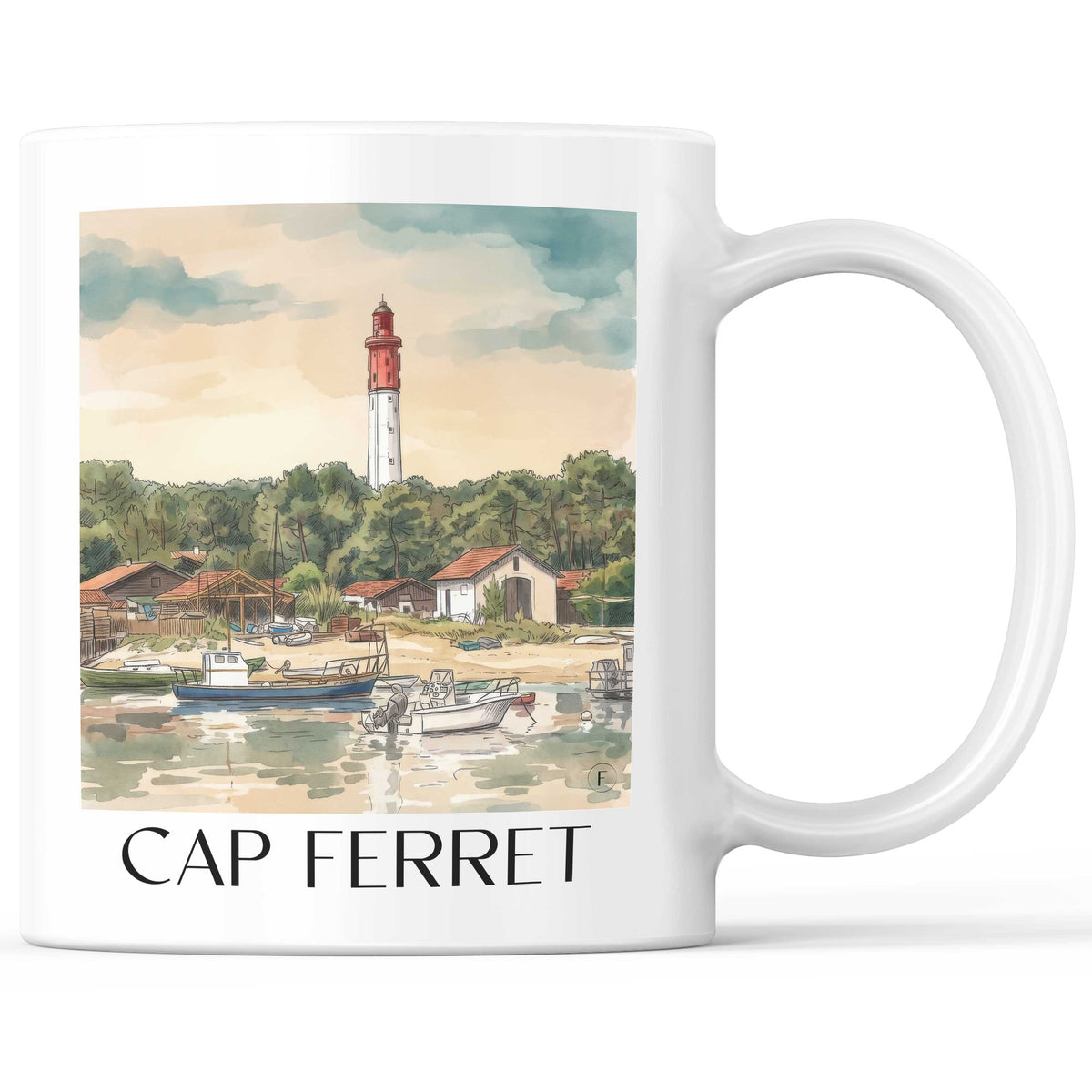 cap-ferret-bassin-d'arcachon-frankreich-kaffeebecher-aquarell
