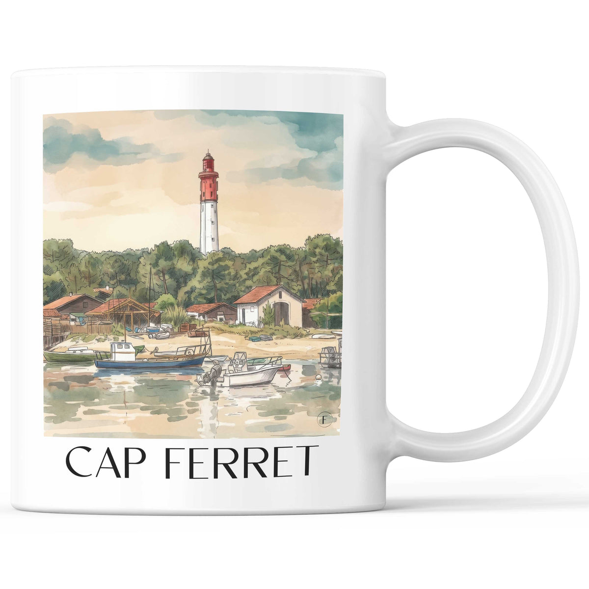 Cap Ferret Kaffeebecher - Bassin d'Arcachon - Frankreich Becher - Kaffeetasse im Aquarell Stil - favplace