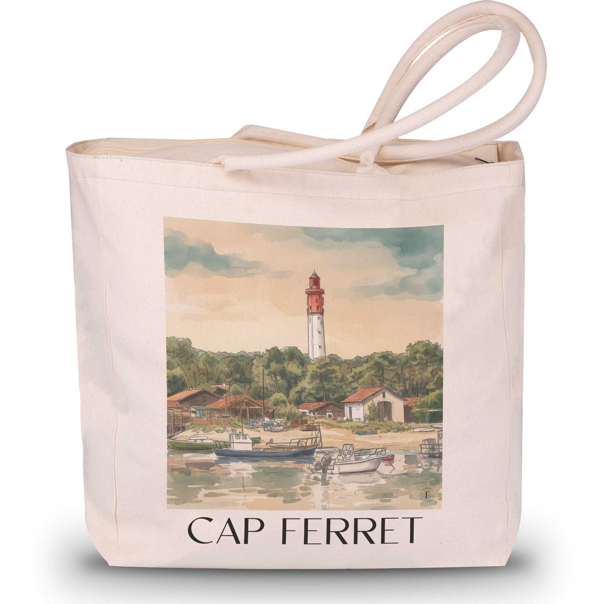 cap-ferret-bassin-d'arcachon-frankreich-einkaufstasche-aquarell