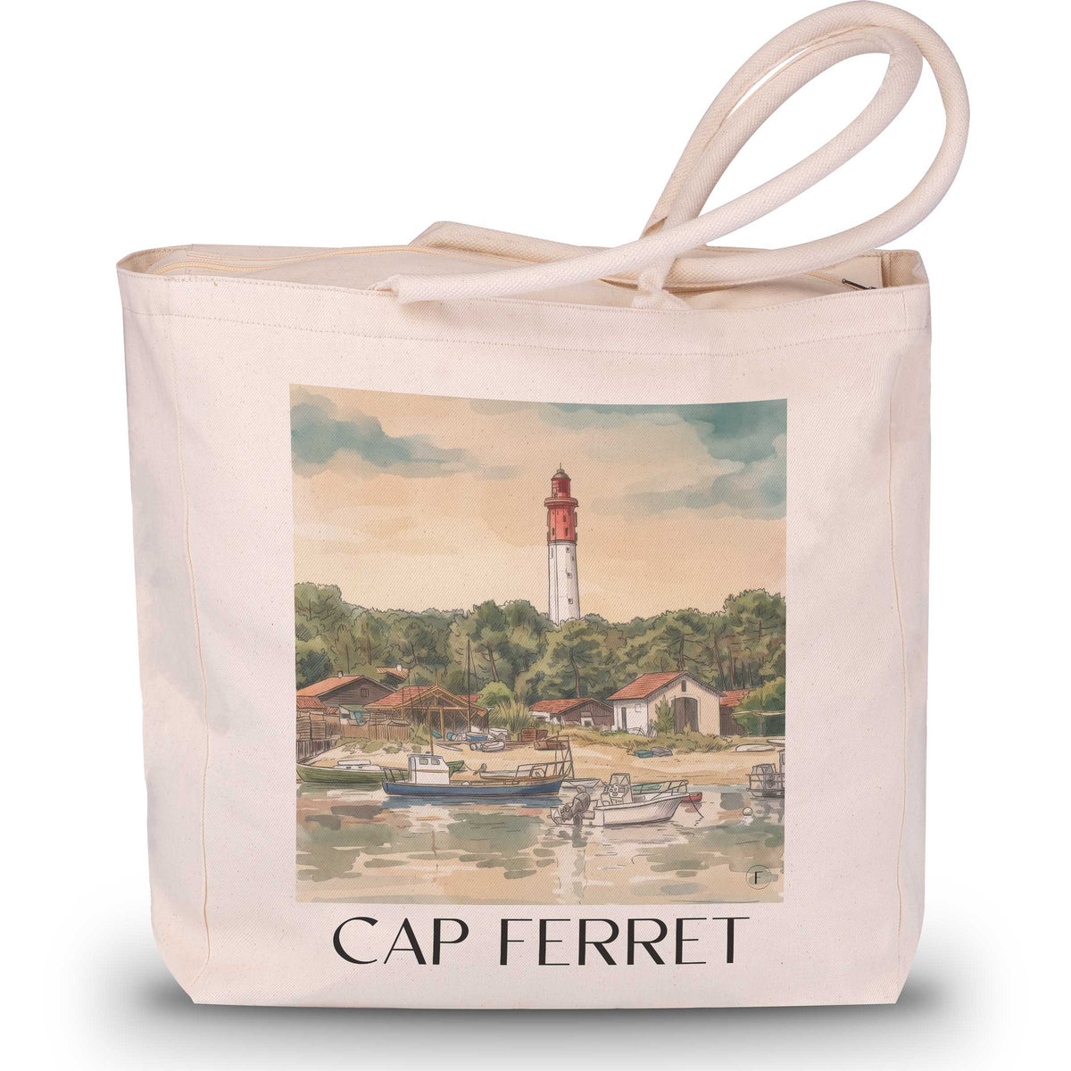 Cap Ferret Shopping Tasche - Bassin d'Arcachon - Frankreich Tote Bag - Einkaufstasche im Aquarell Stil - favplace