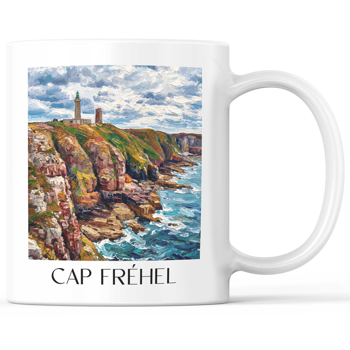 Cap Fréhel Kaffeebecher - Côte d'Émeraude - Frankreich Becher - Kaffeetasse im Ölgemälde Stil - favplace