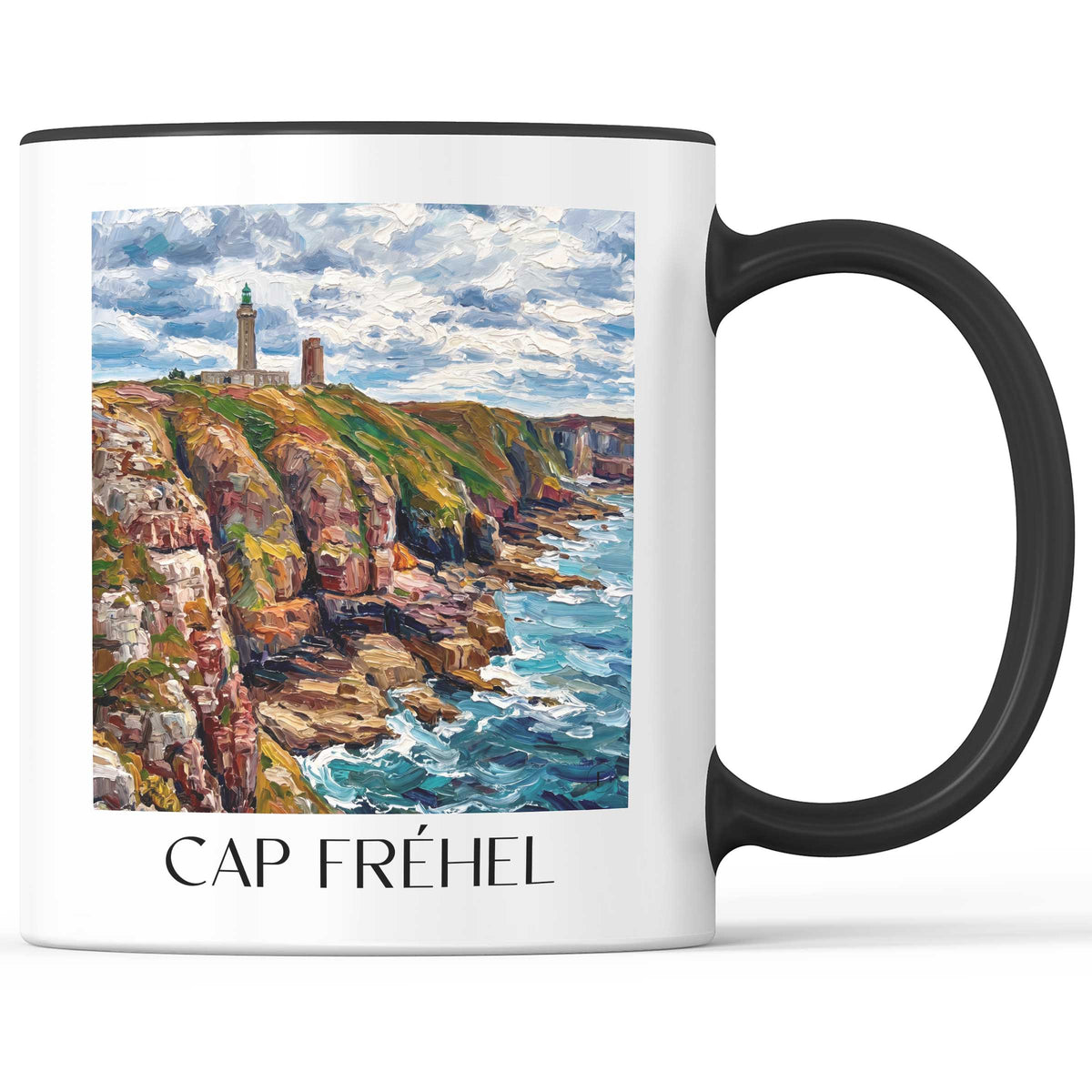 Cap Fréhel Kaffeebecher - Côte d'Émeraude - Frankreich Becher - Kaffeetasse im Ölgemälde Stil - favplace