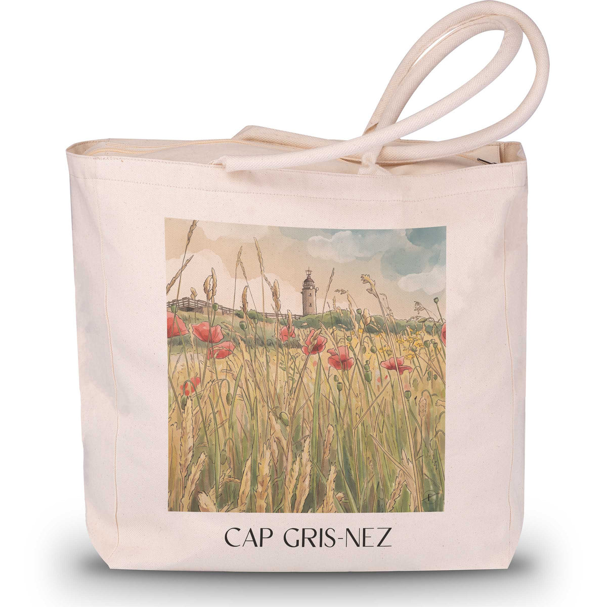 Cap Gris-Nez Shopping Tasche - Côte d'Opale - Frankreich Tote Bag - Einkaufstasche im Aquarell Stil - favplace