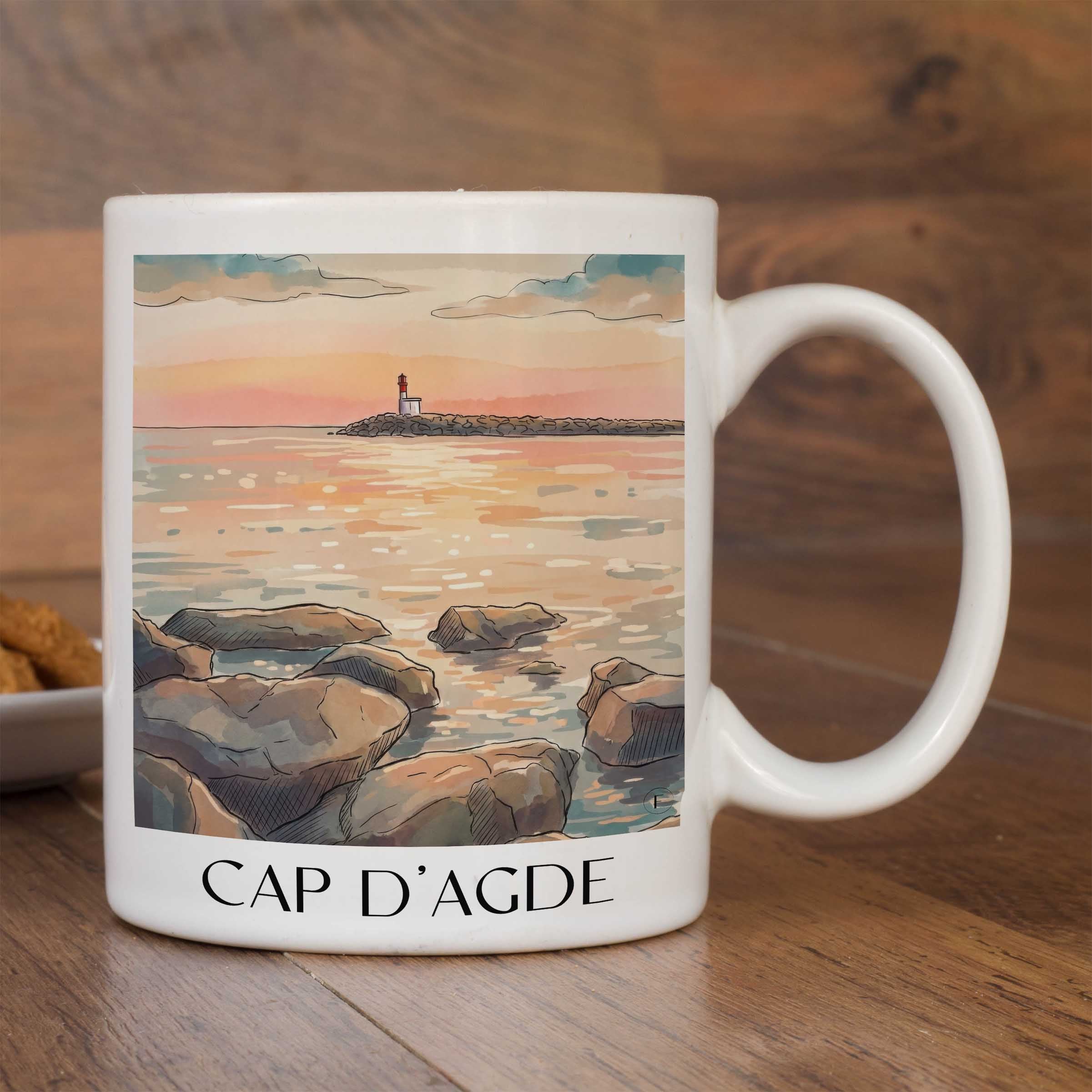 cap-d'agde-okzitanien-frankreich-kaffeebecher-aquarell