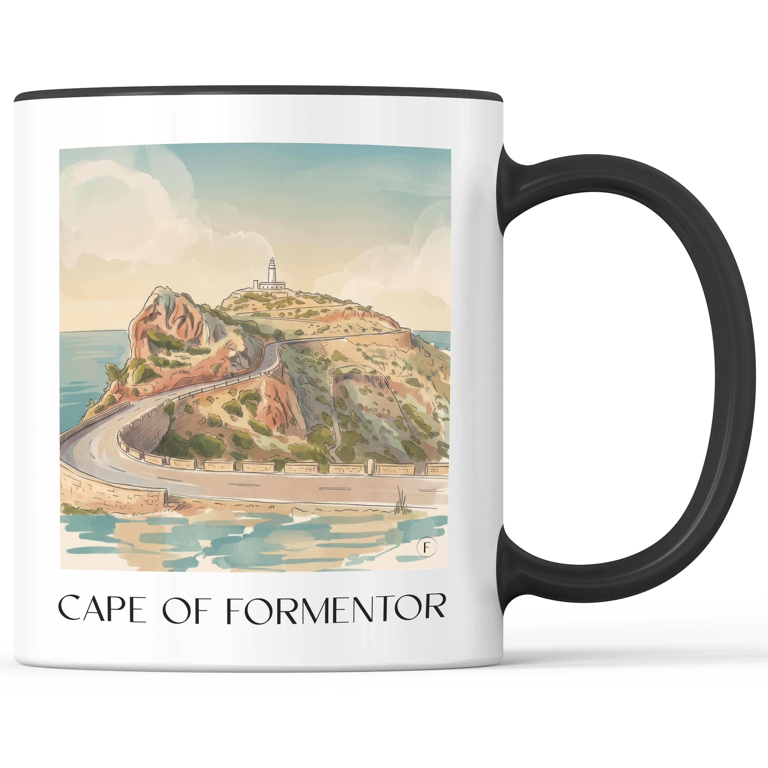 Cap de Formentor Kaffeebecher - Mallorca - Spanien Becher - Kaffeetasse im Aquarell Stil - favplace