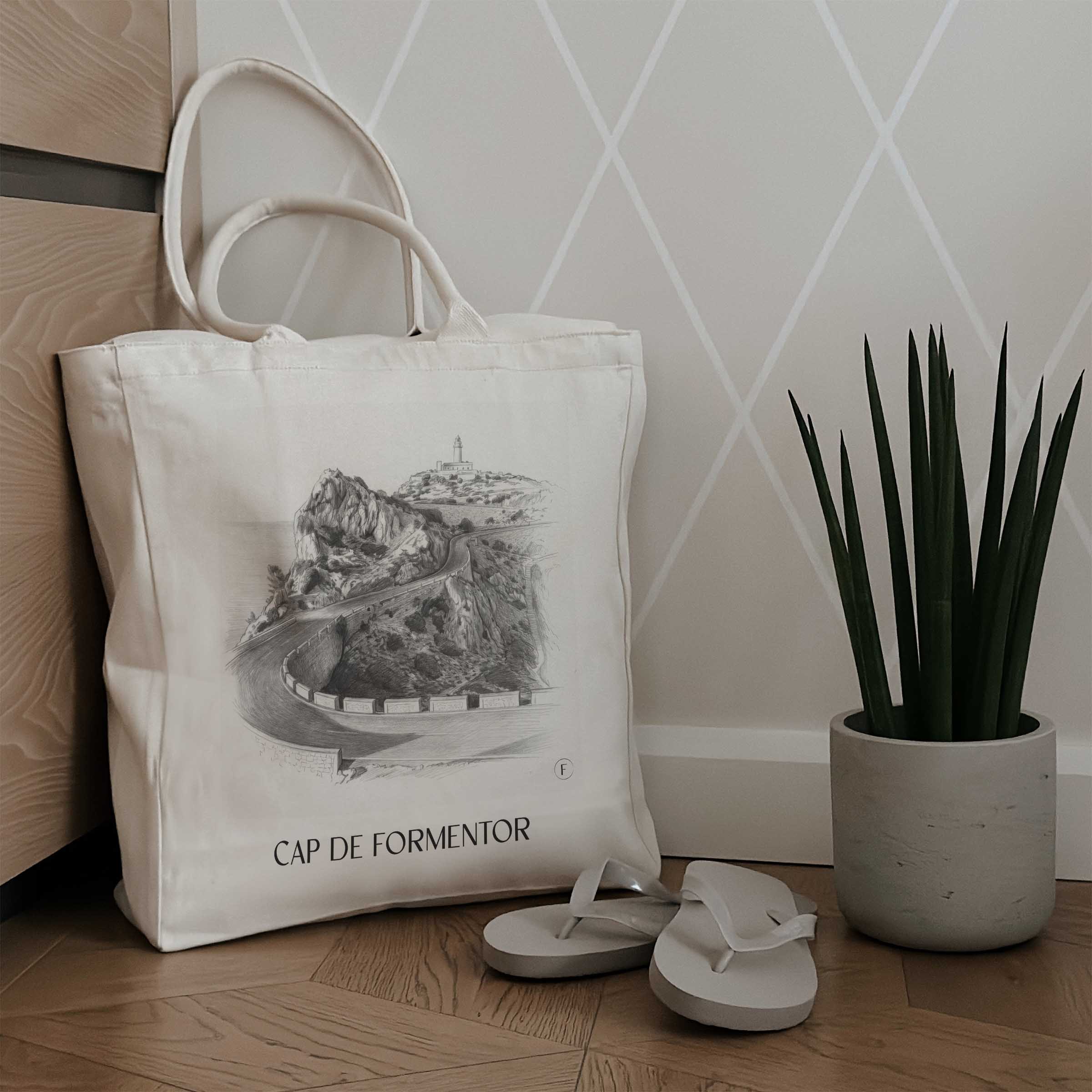 cap-de-formentor-mallorca-spanien-einkaufstasche-bleistift-zeichnung-drawing