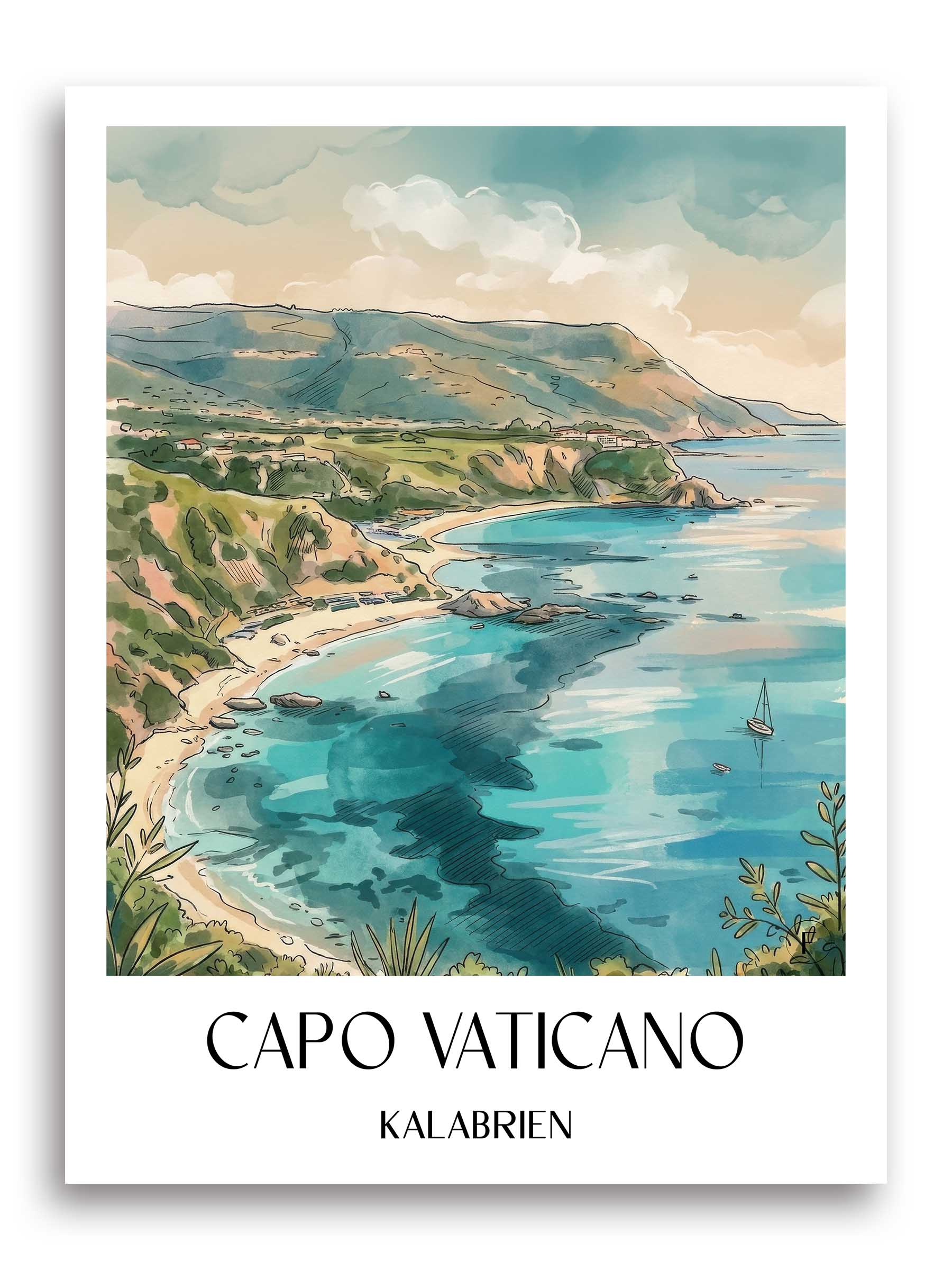 capo-vaticano-kalabrien-italien-poster-aquarell