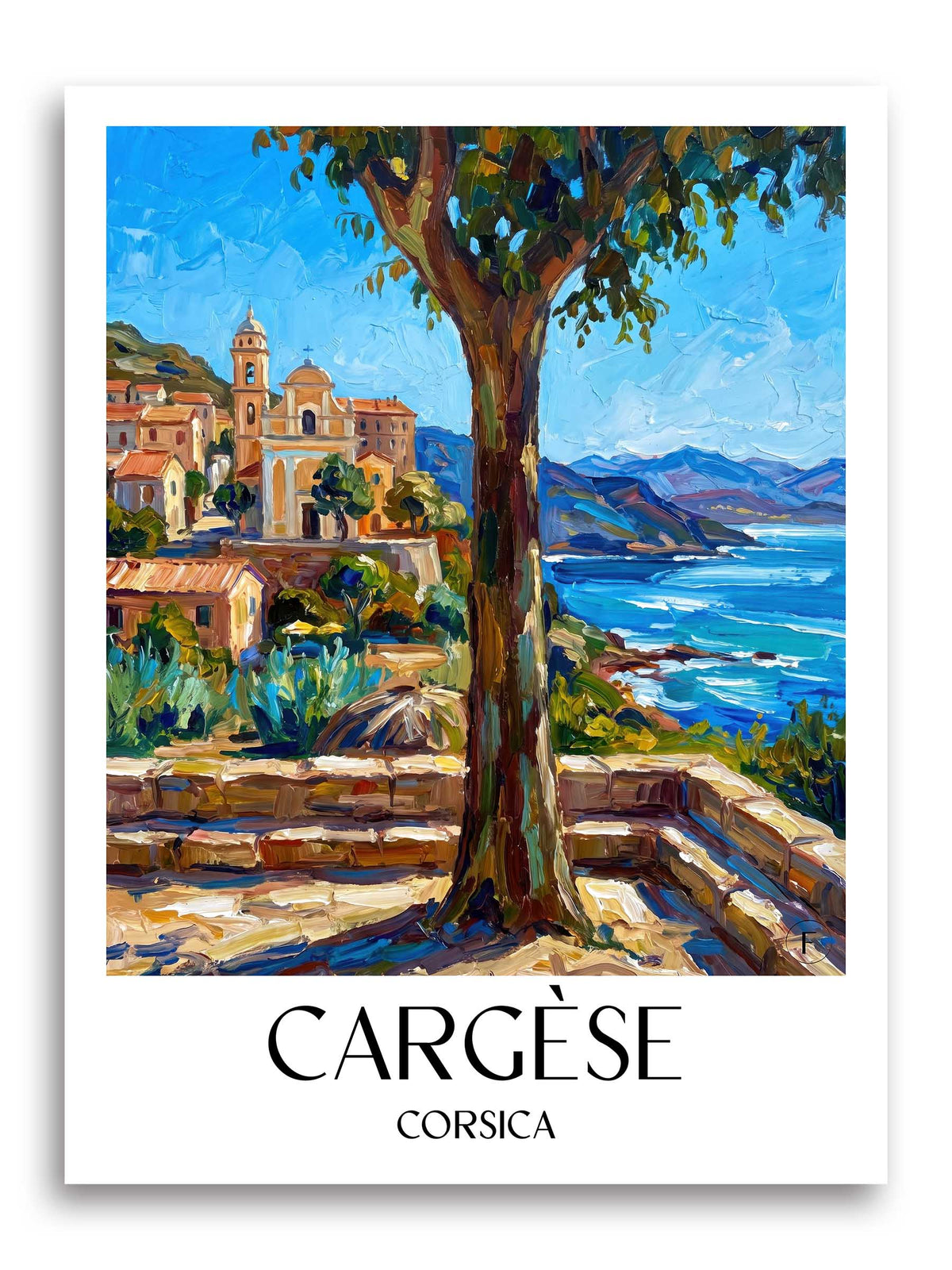 Cargèse Poster - Korsika - Frankreich Kunstdruck - Ölgemälde von A4 bis A1 - favplace