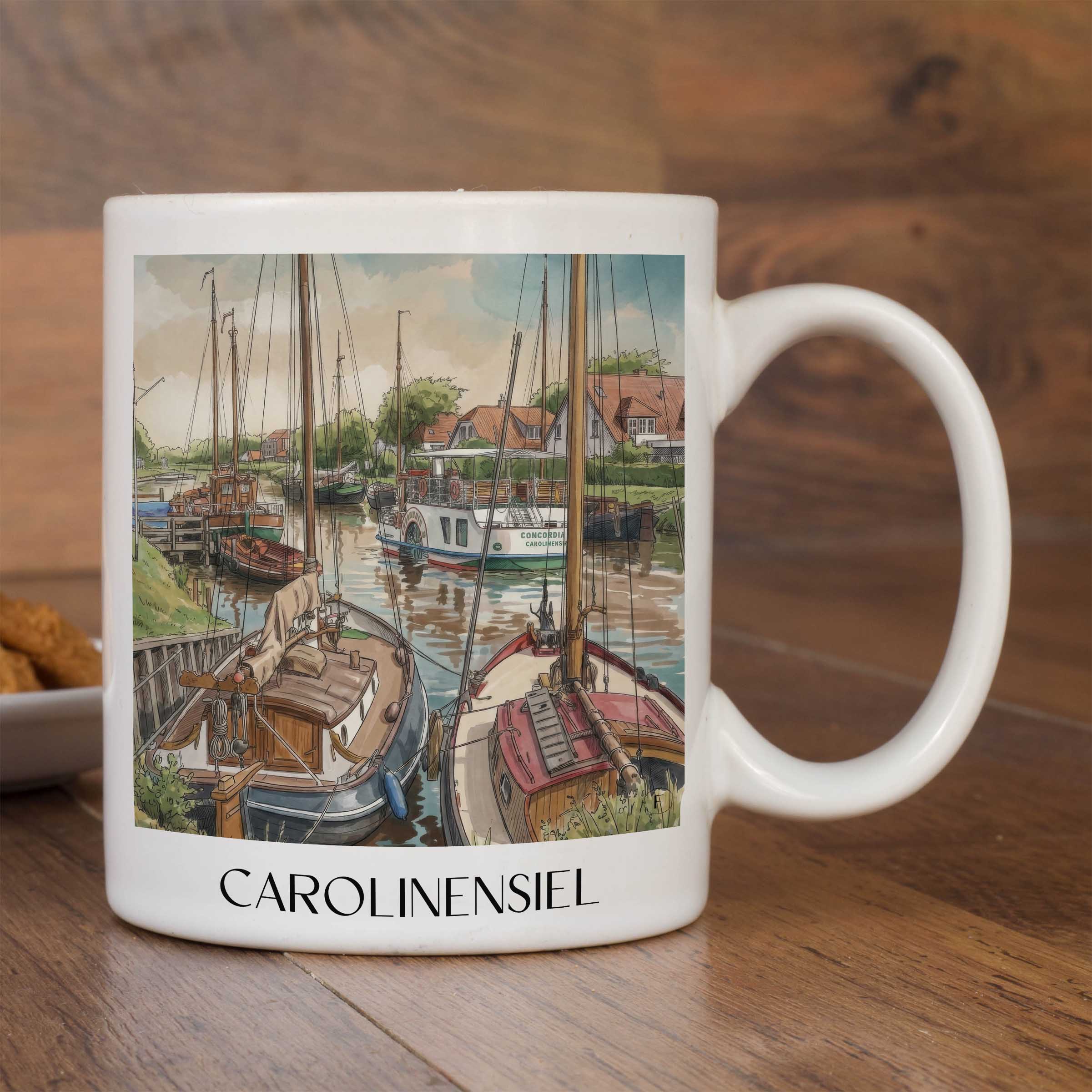 carolinensiel-ostfriesland-deutschland-kaffeebecher-aquarell