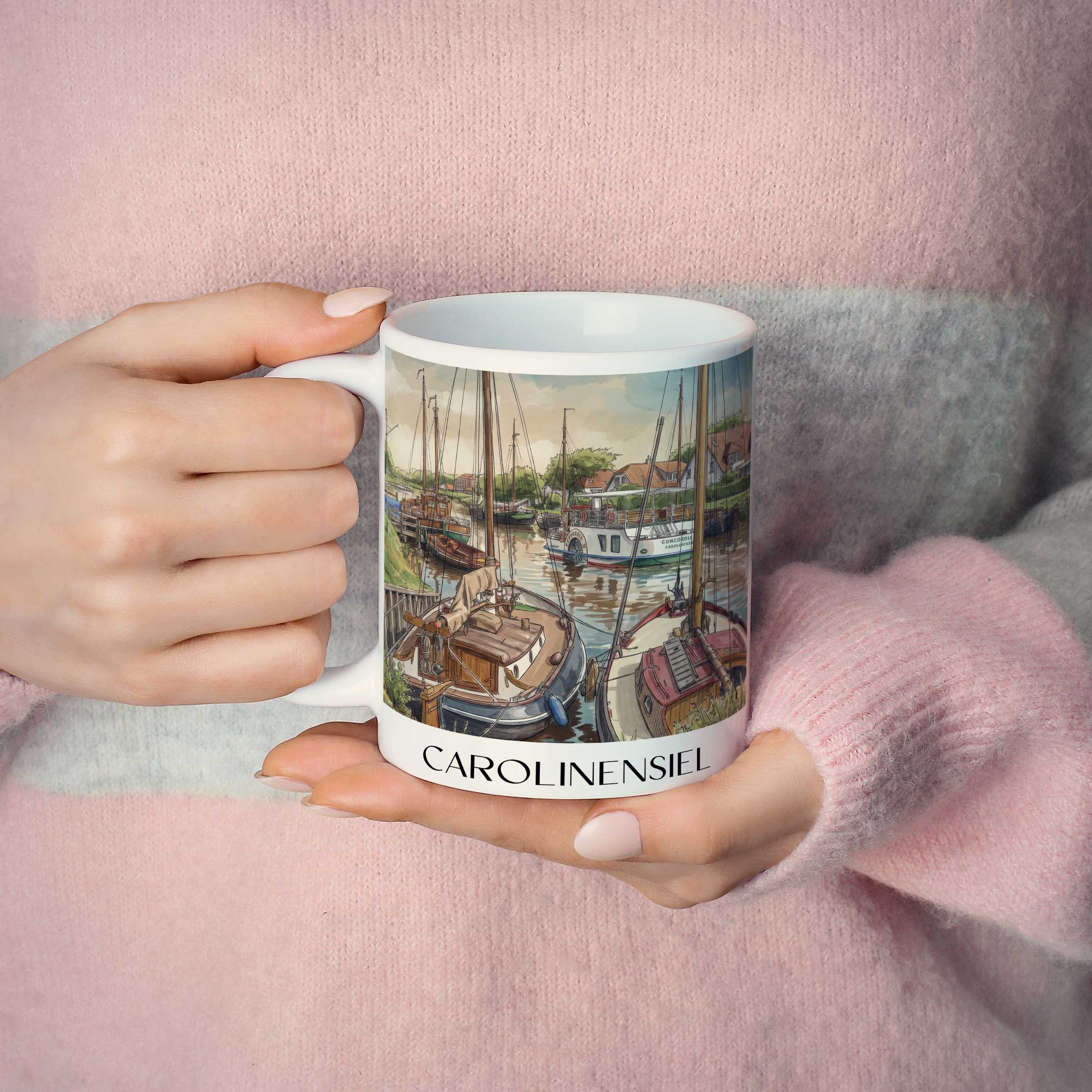 carolinensiel-ostfriesland-deutschland-kaffeebecher-aquarell