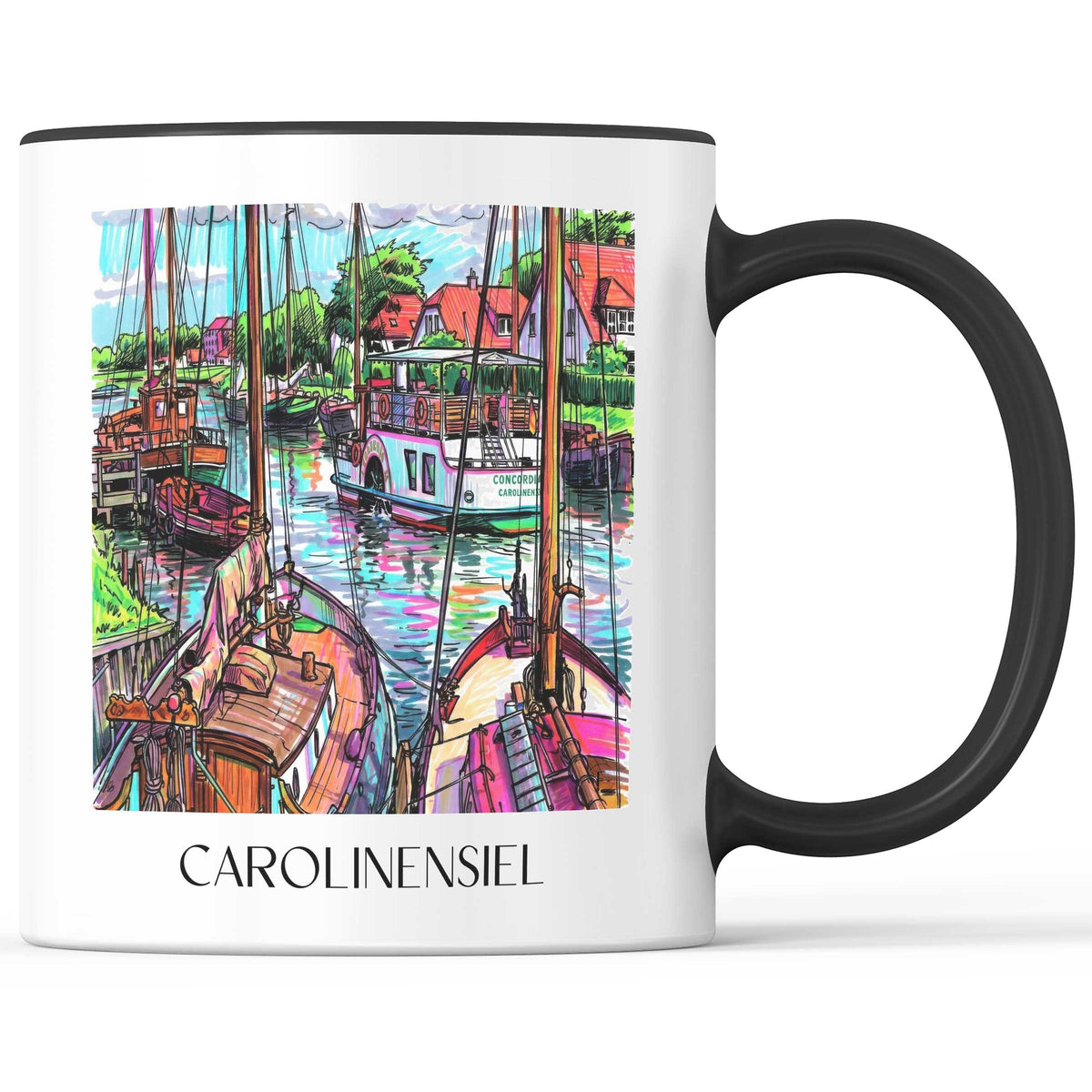 Carolinensiel Kaffeebecher - Ostfriesland - Deutschland Becher - Kaffeetasse im Tag Graffiti Stil - favplace