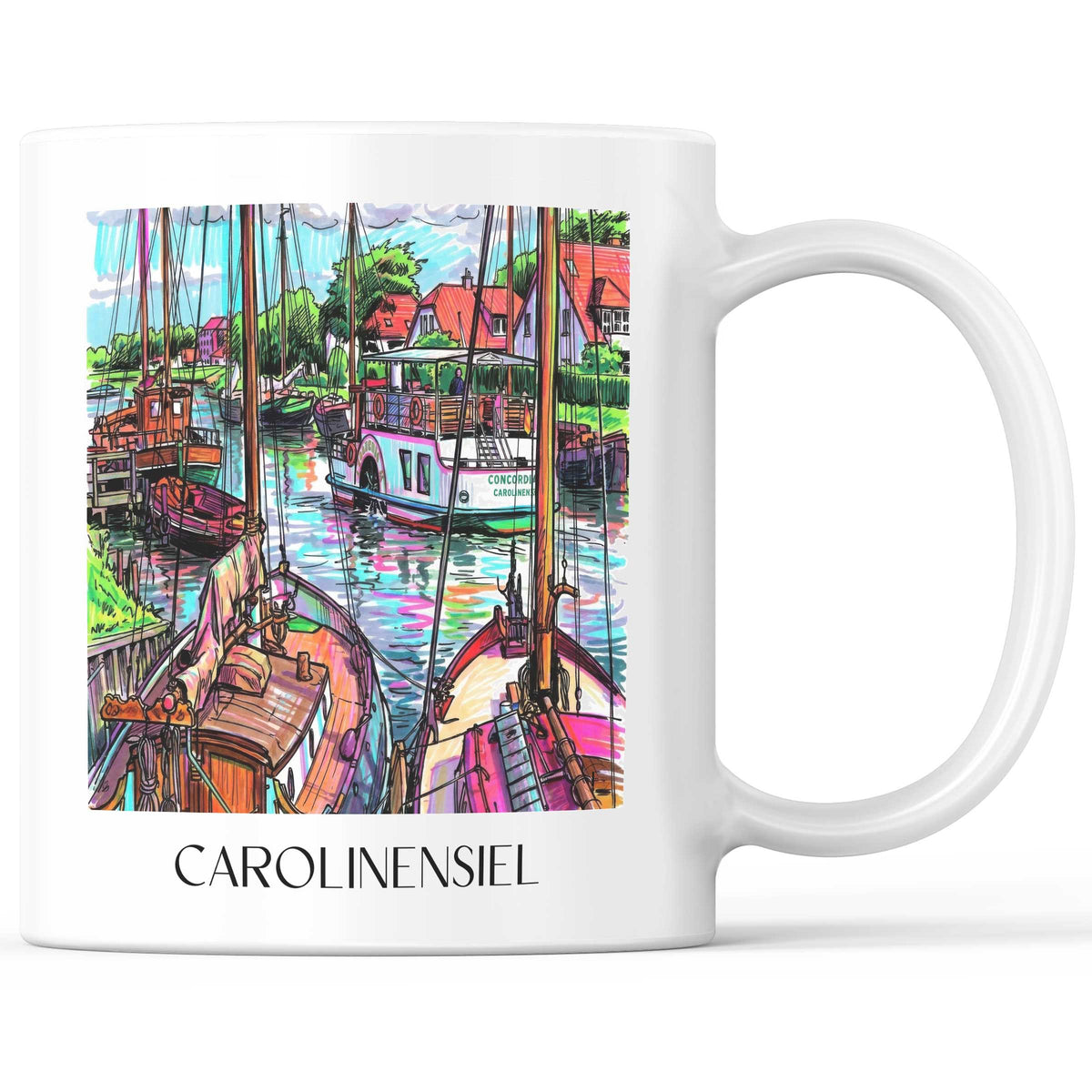 Carolinensiel Kaffeebecher - Ostfriesland - Deutschland Becher - Kaffeetasse im Tag Graffiti Stil - favplace