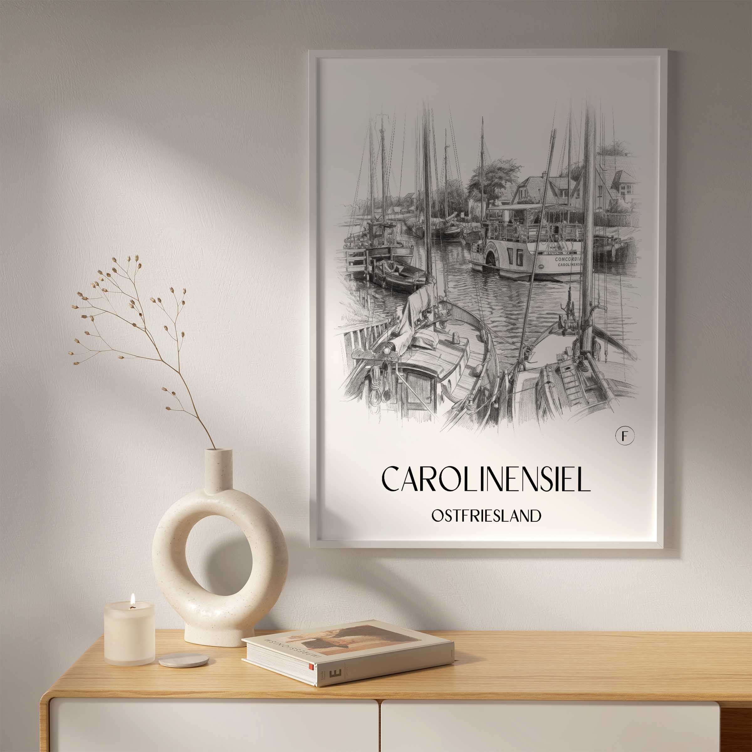 carolinensiel-ostfriesland-deutschland-poster-bleistift-zeichnung-drawing