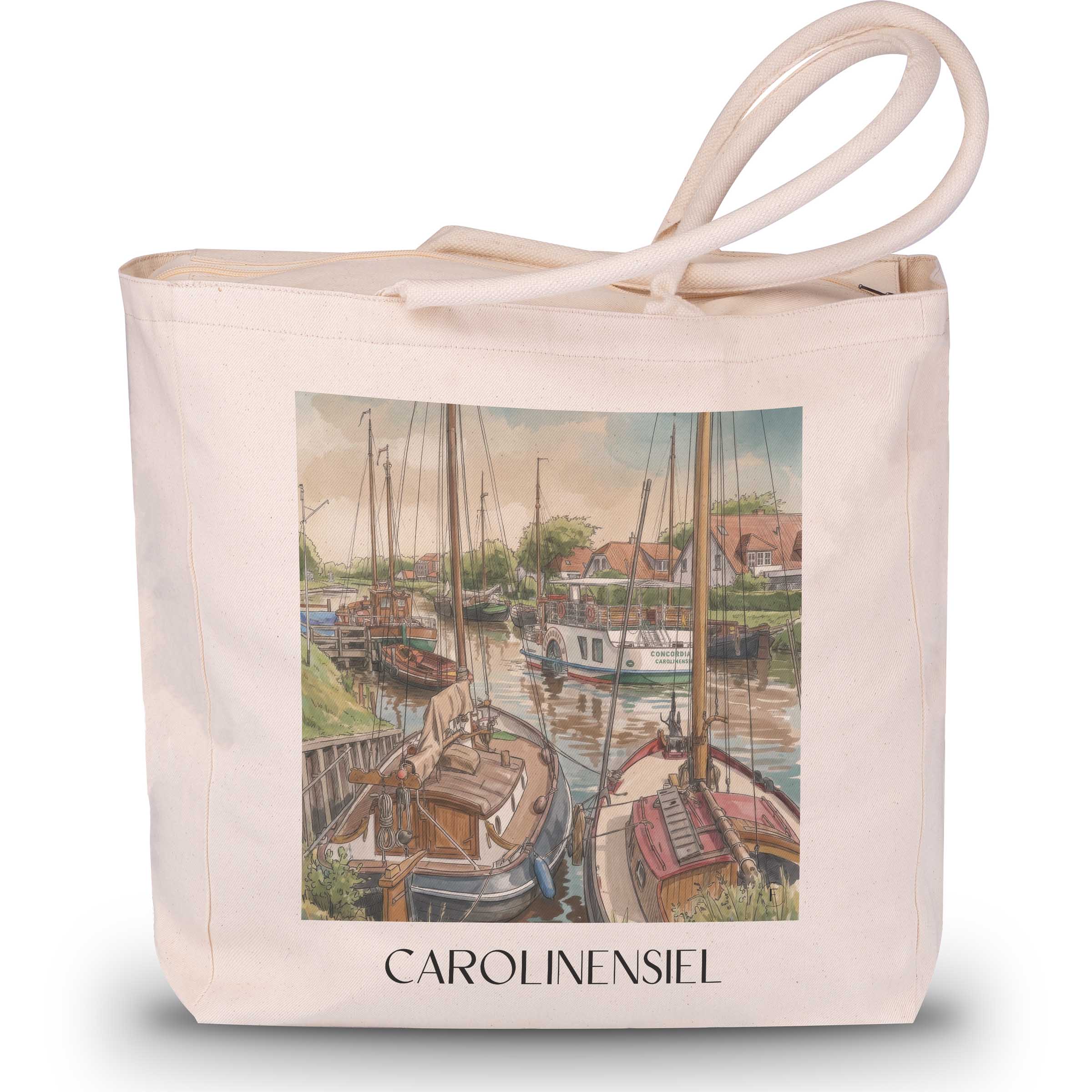 carolinensiel-ostfriesland-deutschland-einkaufstasche-aquarell