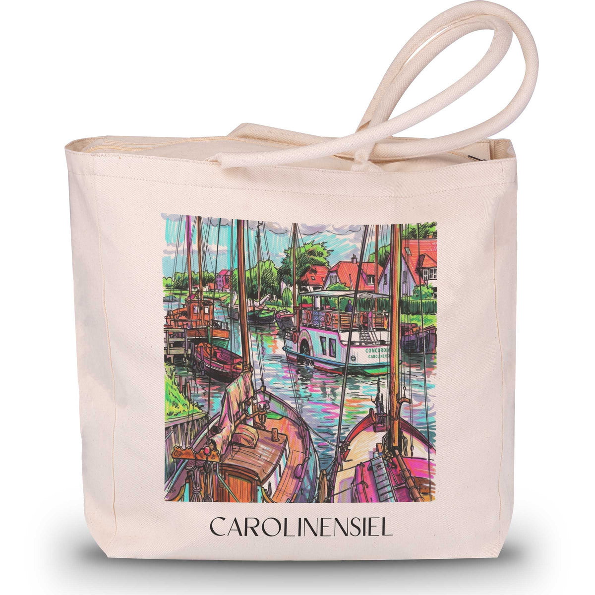 Carolinensiel Shopping Tasche - Ostfriesland - Deutschland Tote Bag - Einkaufstasche im Tag Graffiti Stil - favplace