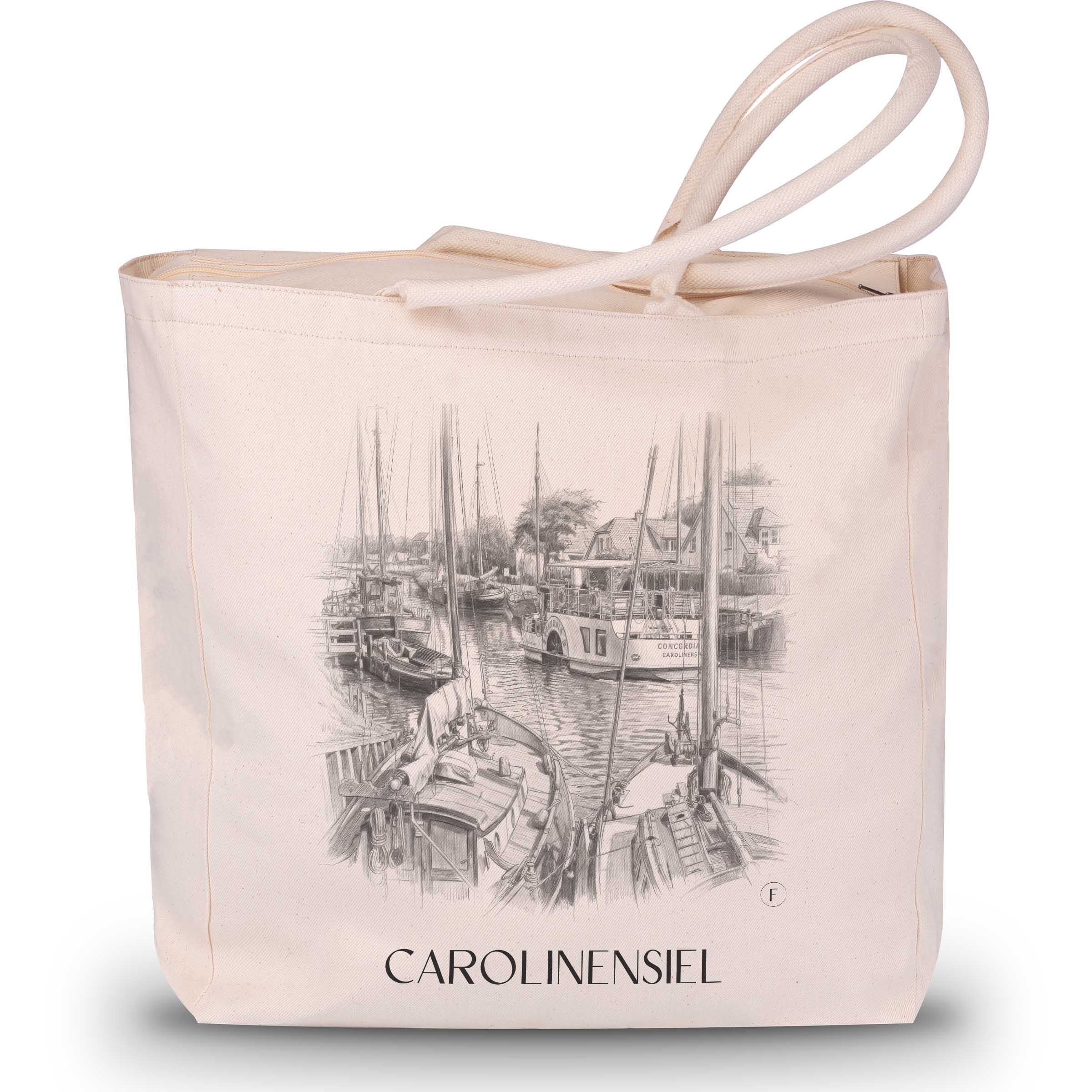 Carolinensiel Shopping Tasche - Ostfriesland - Deutschland Tote Bag - Einkaufstasche im Zeichnung Stil - favplace