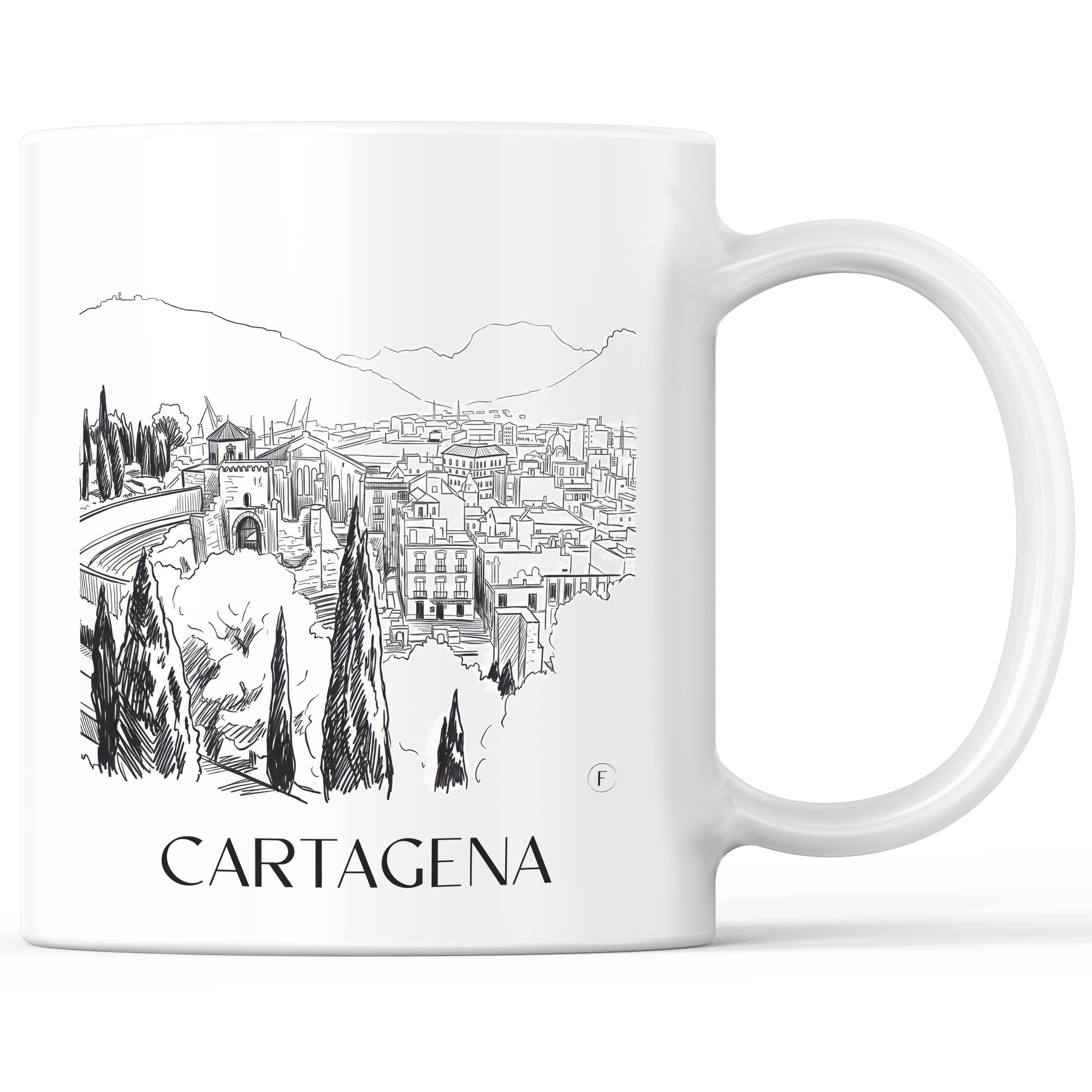 Cartagena Kaffeebecher - Spanien - Spanien Becher - Kaffeetasse im Skizze Stil - favplace