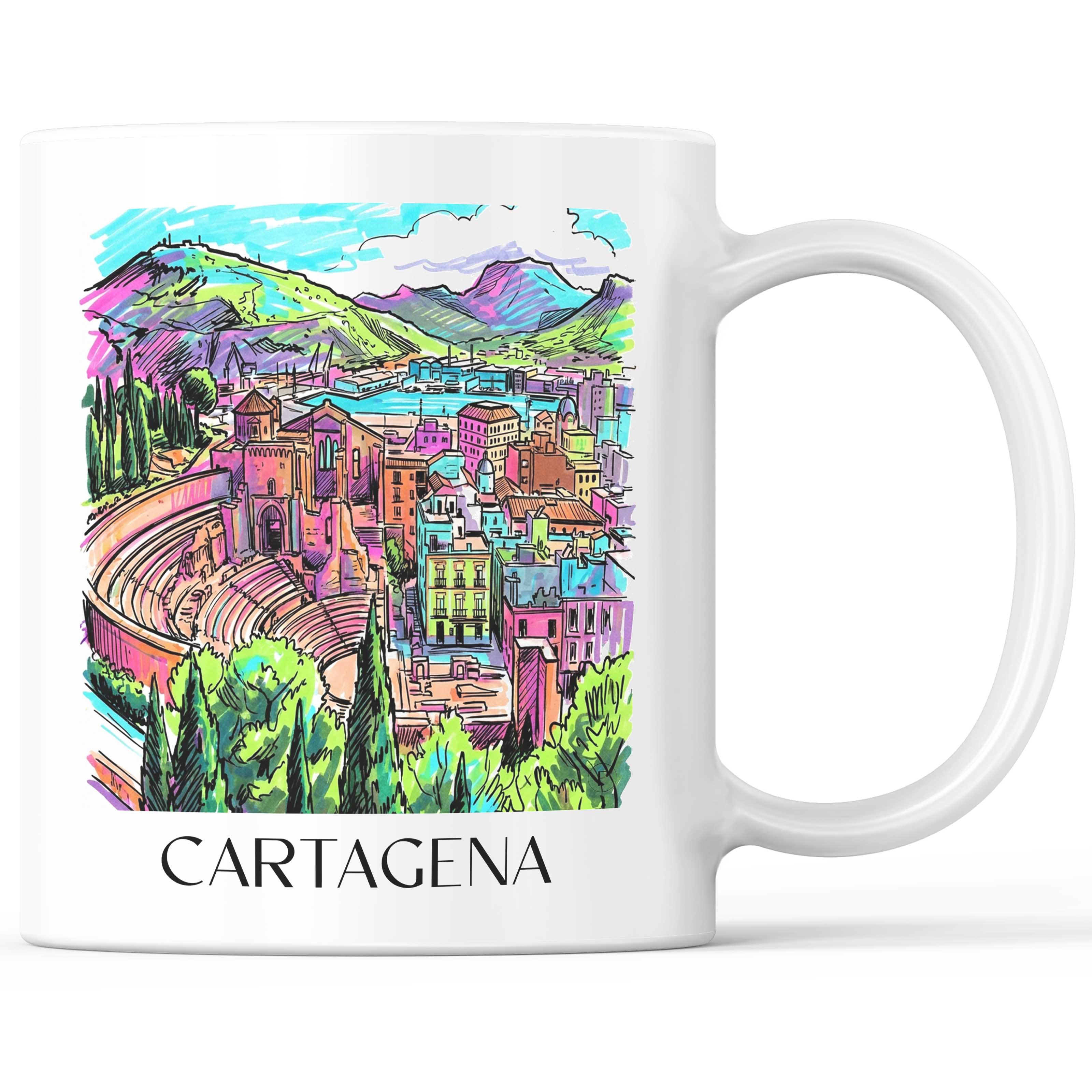 Cartagena Kaffeebecher - Spanien - Spanien Becher - Kaffeetasse im Tag Graffiti Stil - favplace