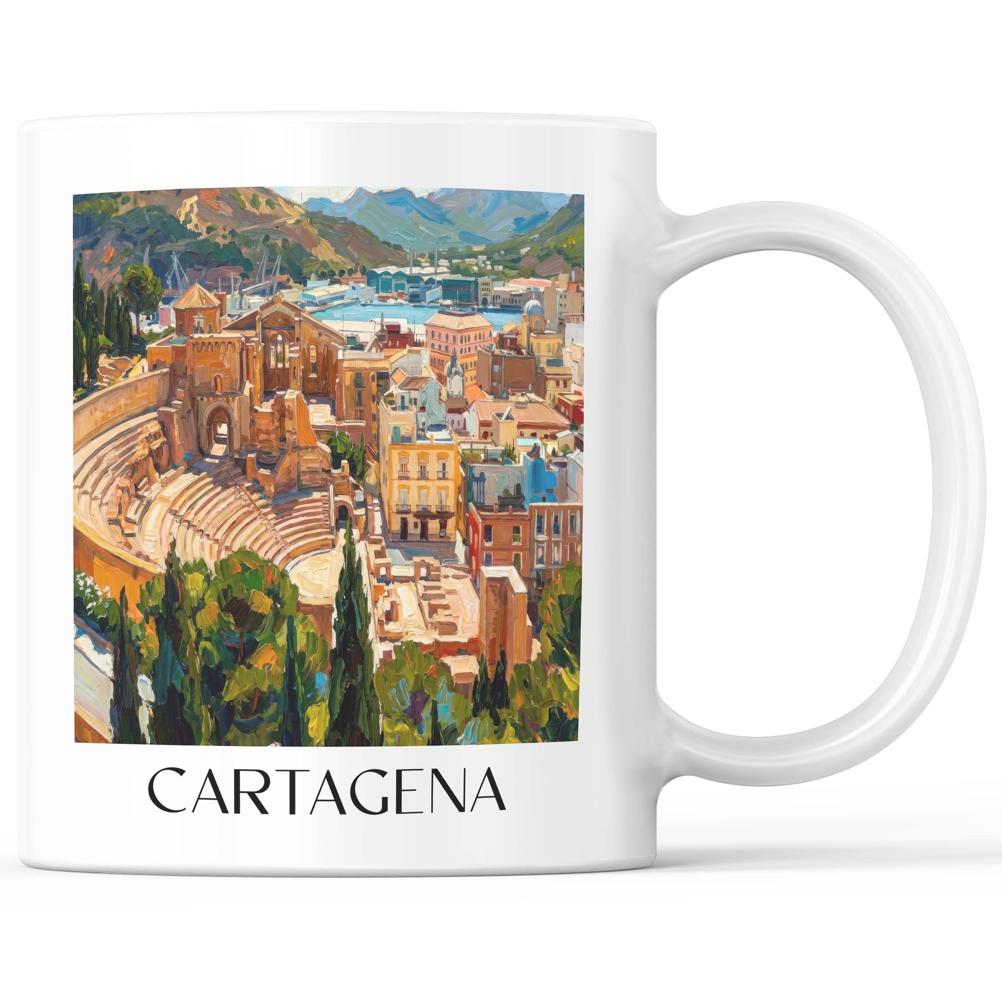 Cartagena Kaffeebecher - Spanien - Spanien Becher - Kaffeetasse im Ölgemälde Stil - favplace