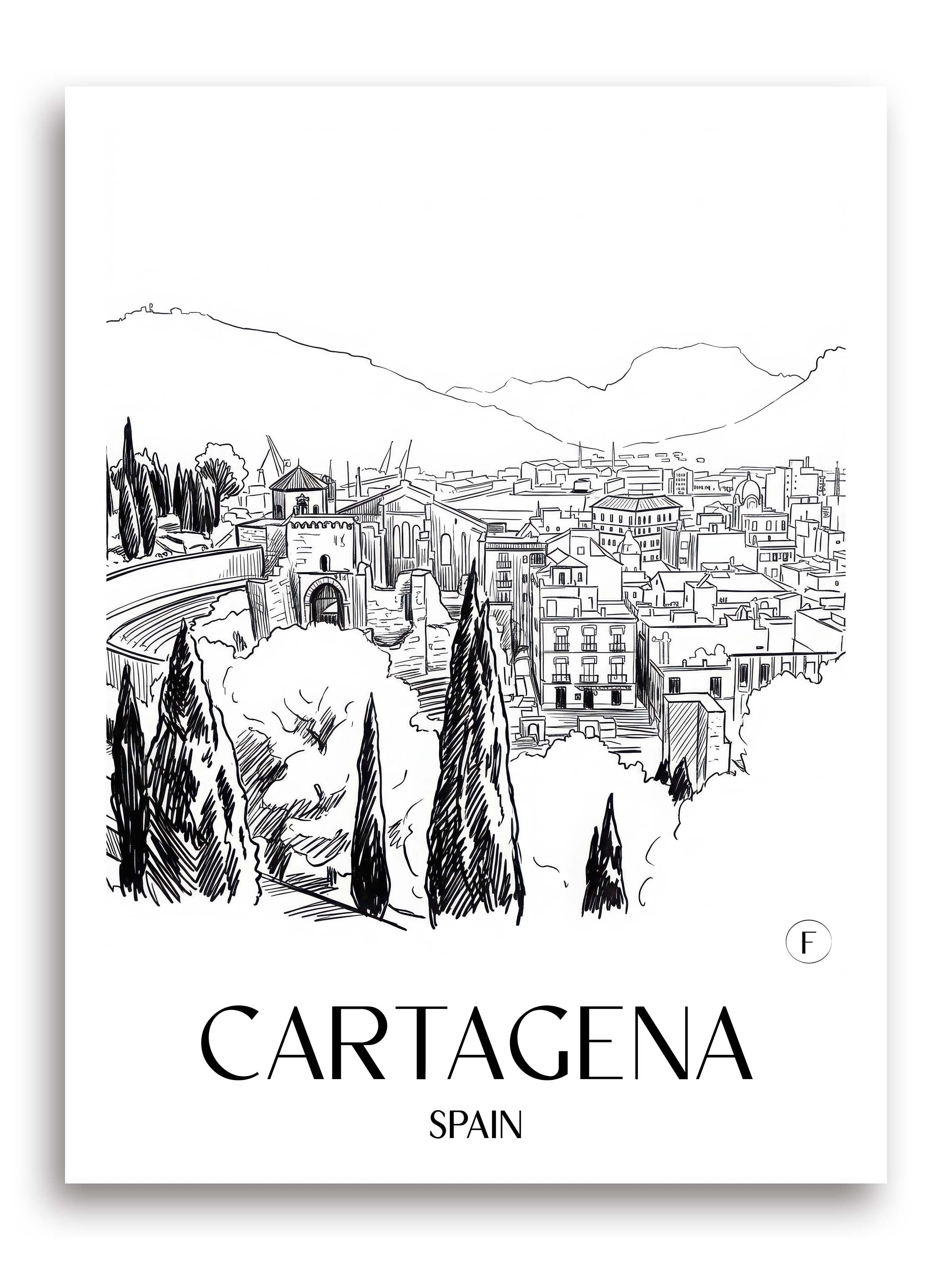 Cartagena Poster - Spanien - Spanien Kunstdruck - Skizze von A4 bis A1 - favplace