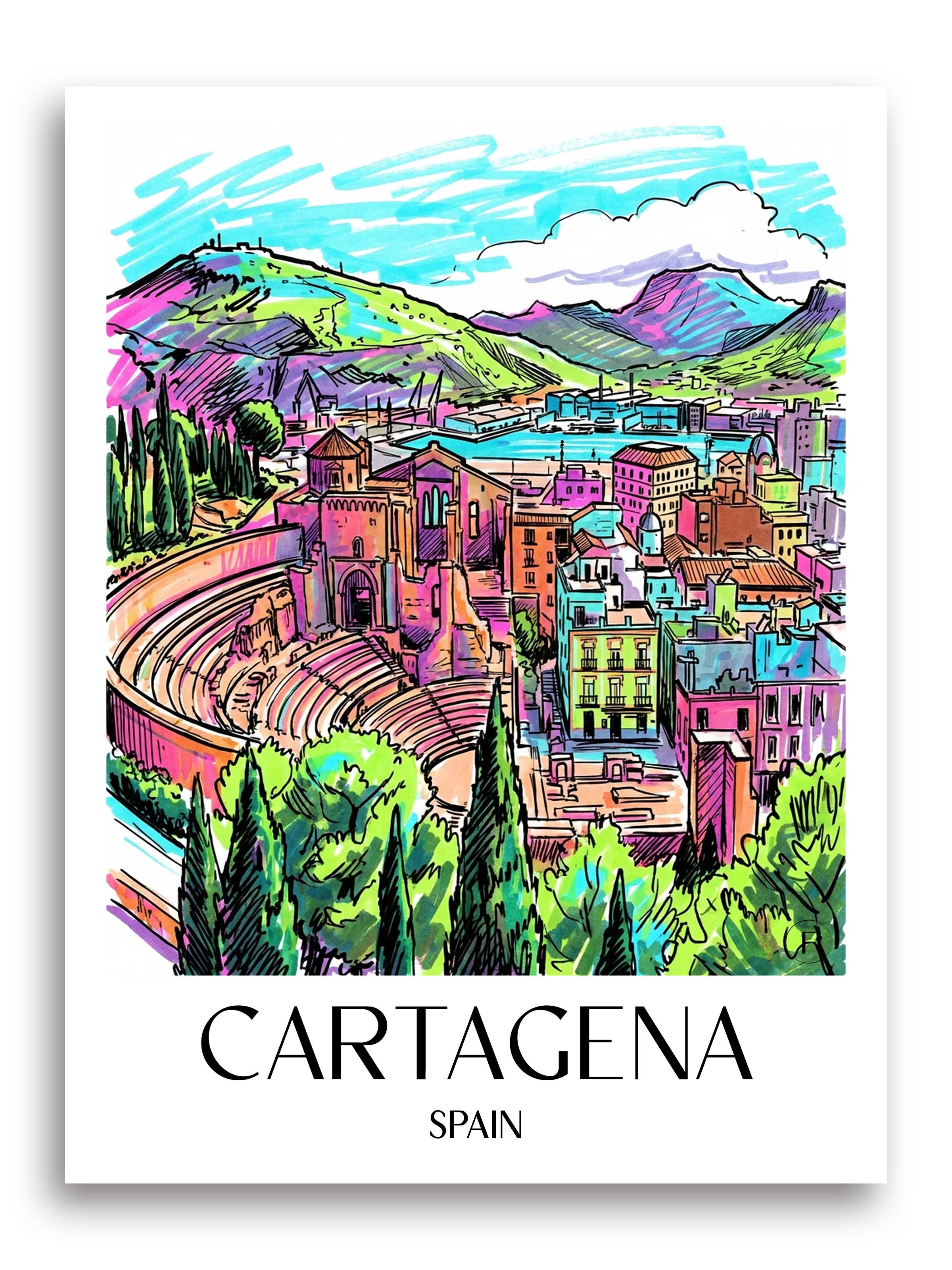 Cartagena Poster - Spanien - Spanien Kunstdruck - Tag Graffiti von A4 bis A1 - favplace