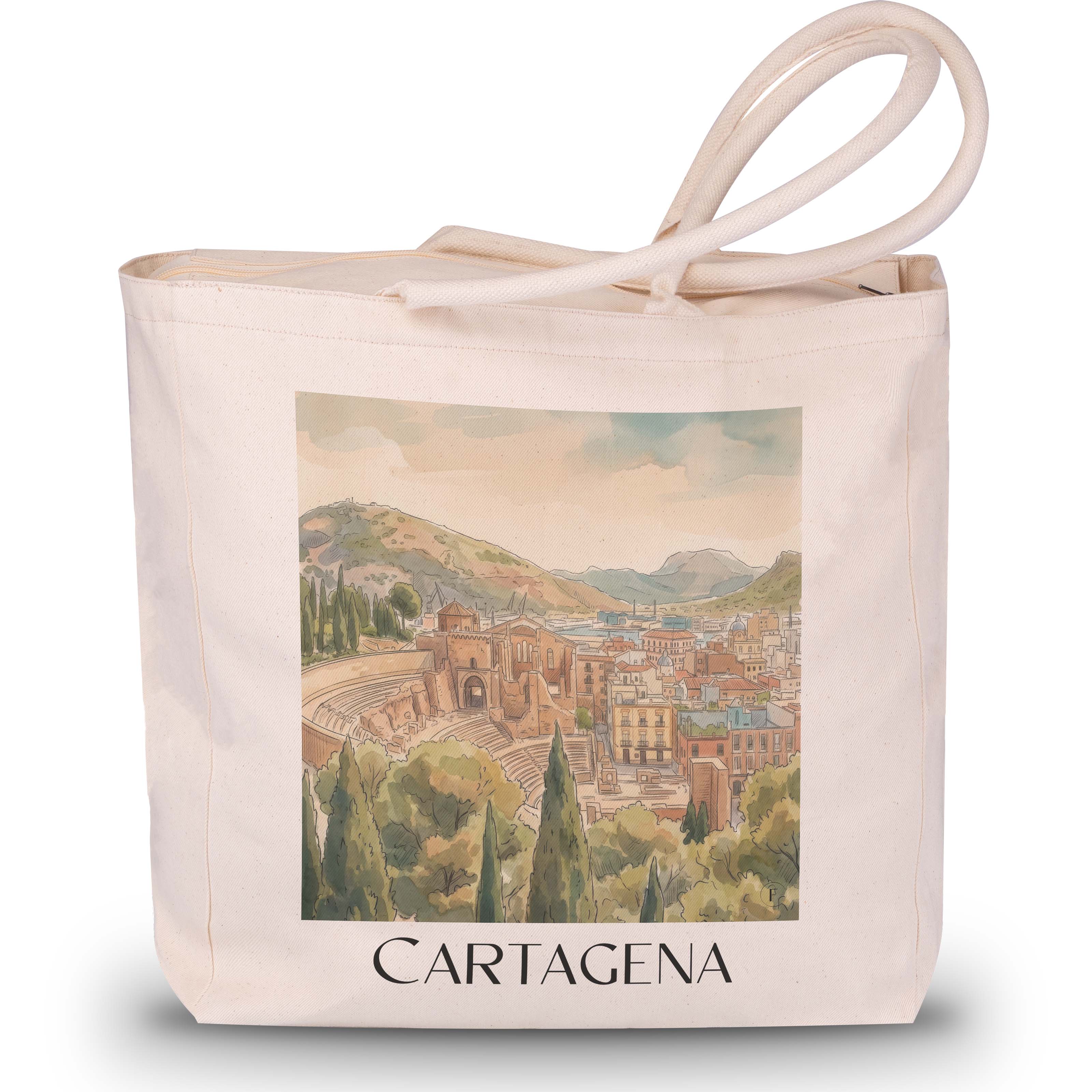 Cartagena Shopping Tasche - Spanien - Spanien Tote Bag - Einkaufstasche im Aquarell Stil - favplace