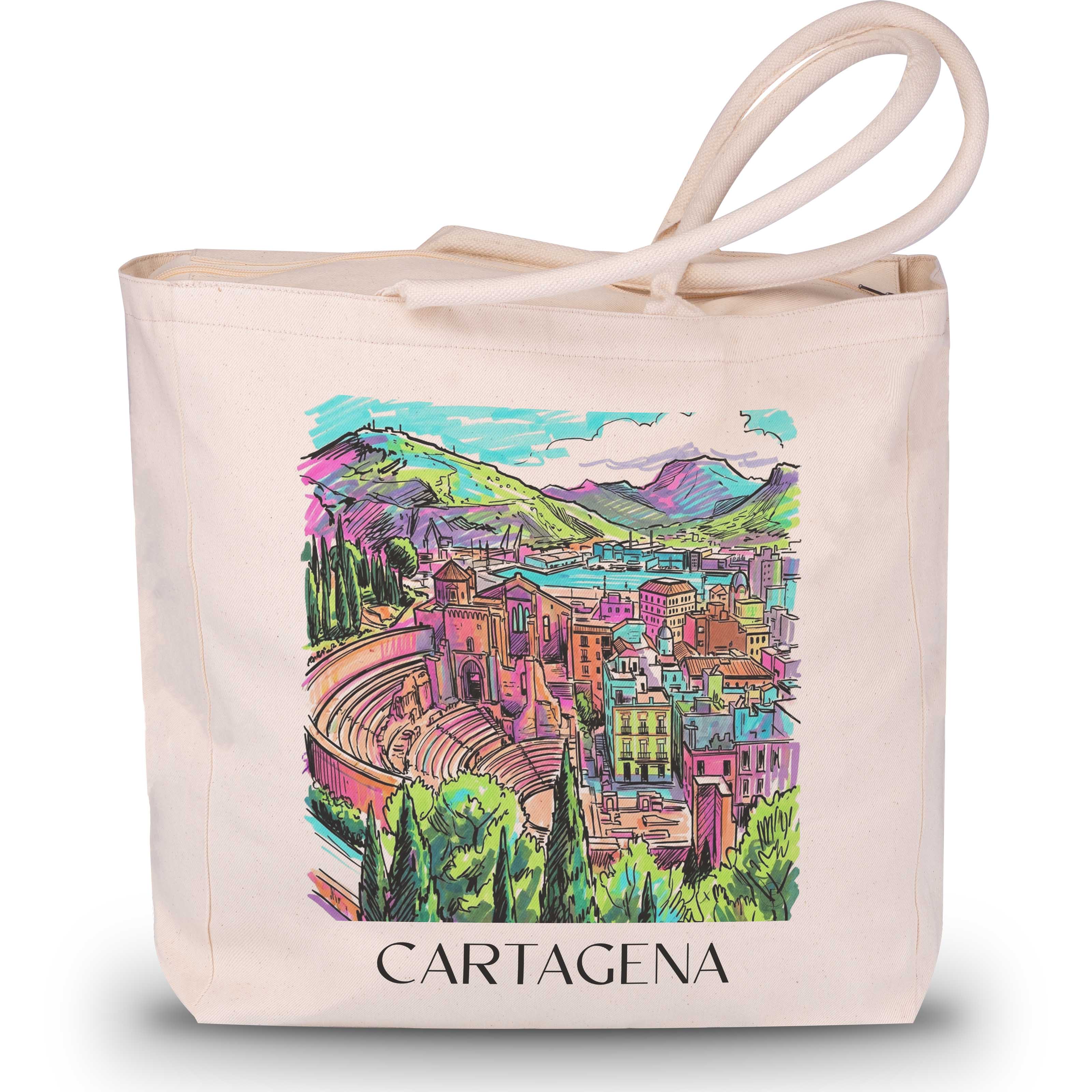 Cartagena Shopping Tasche - Spanien - Spanien Tote Bag - Einkaufstasche im Tag Graffiti Stil - favplace
