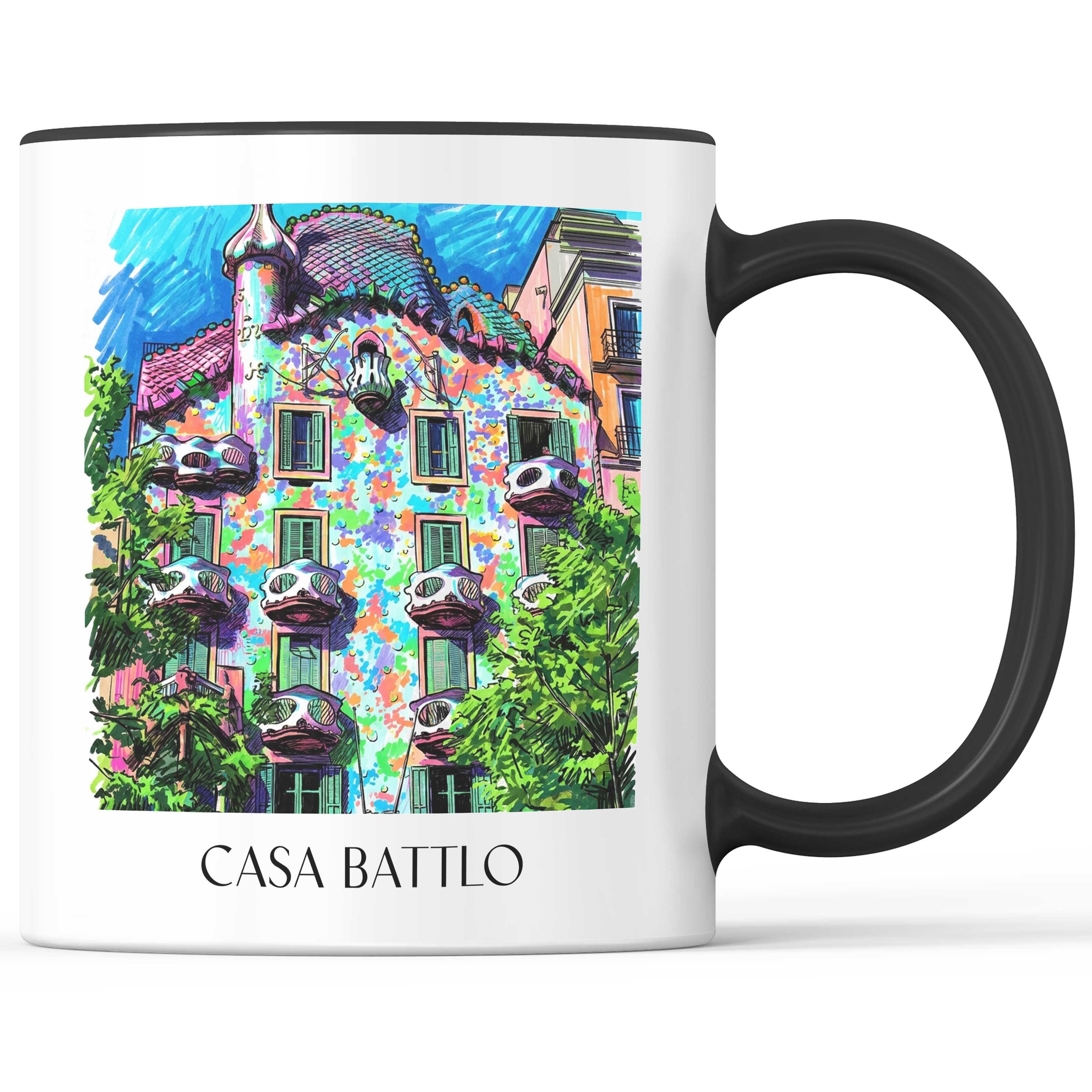 Casa Batlló Kaffeebecher - Barcelona - Spanien Becher - Kaffeetasse im Tag Graffiti Stil - favplace