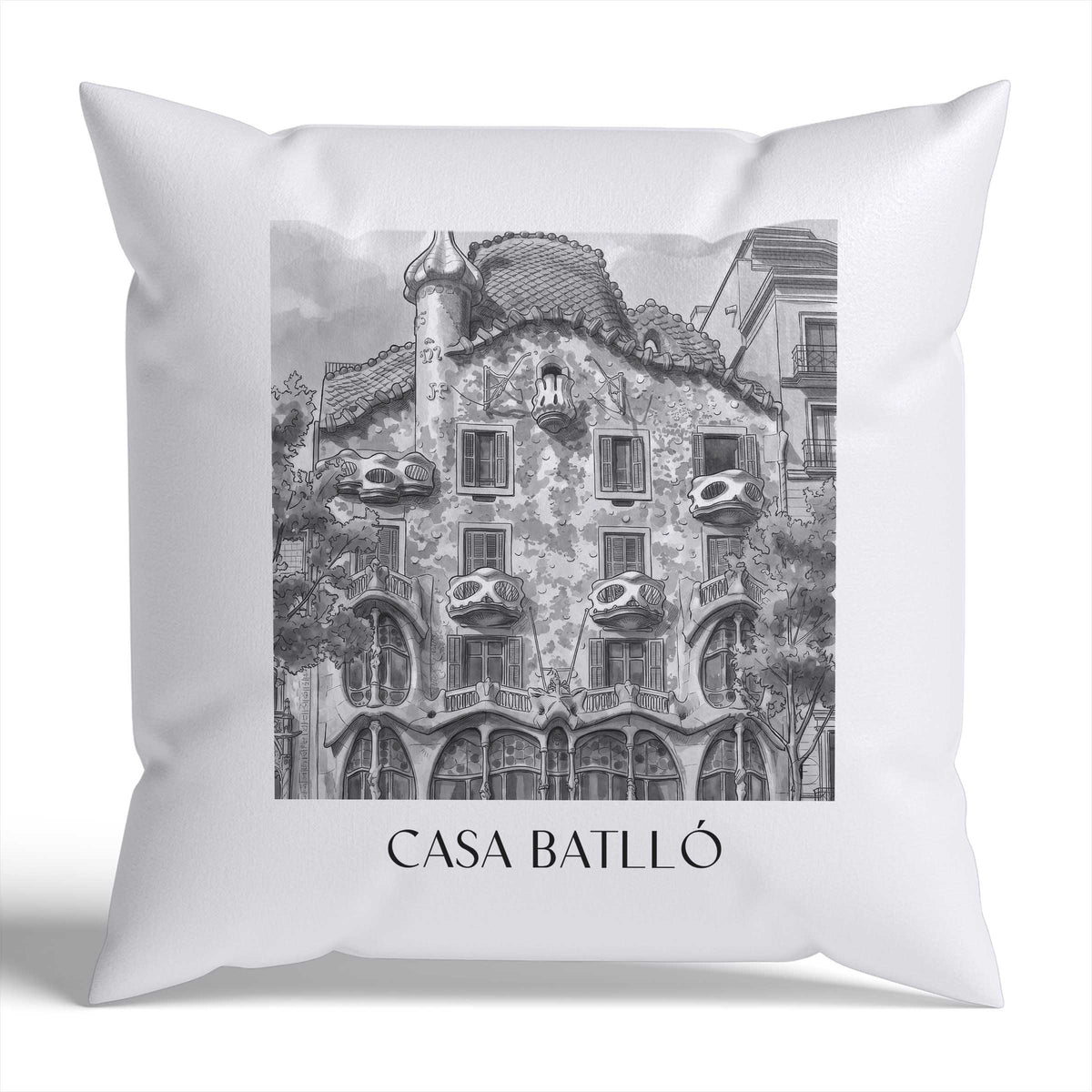 casa-batlló-barcelona-spanien-kissenbezug-aquarell-schwarz-weiss