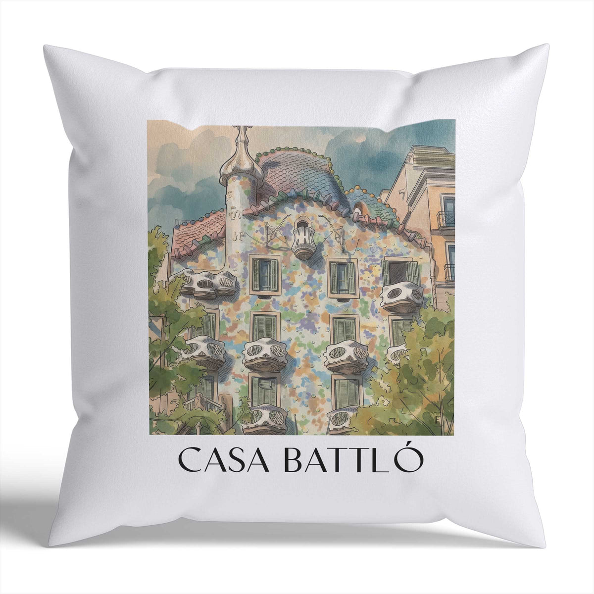 casa-batlló-barcelona-spanien-kissenbezug-aquarell