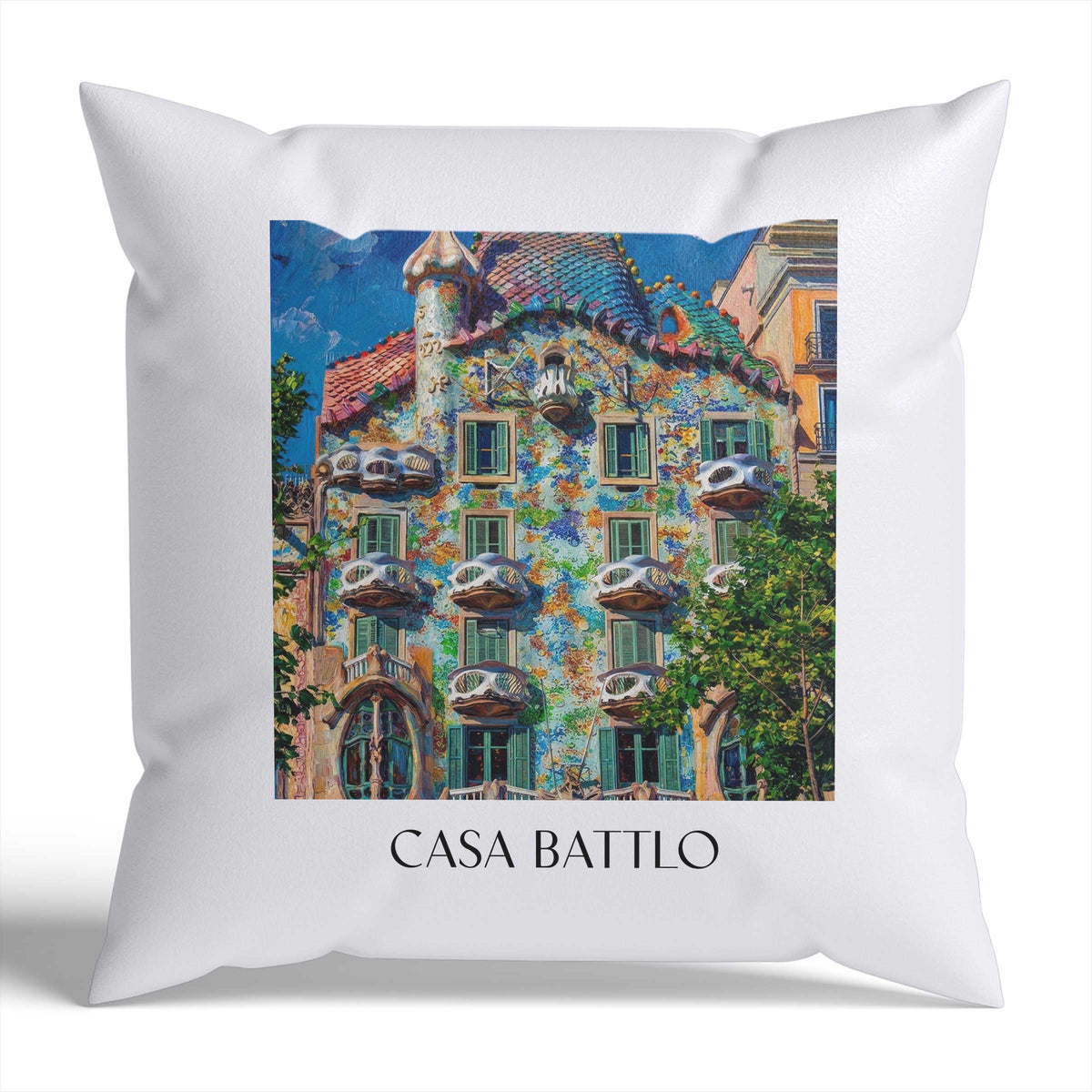 Casa Batlló Kissenhülle - Zierkissen Bezug - Barcelona - Spanien Kissen bzw. Kissenbezug im Ölgemälde Stil - favplace