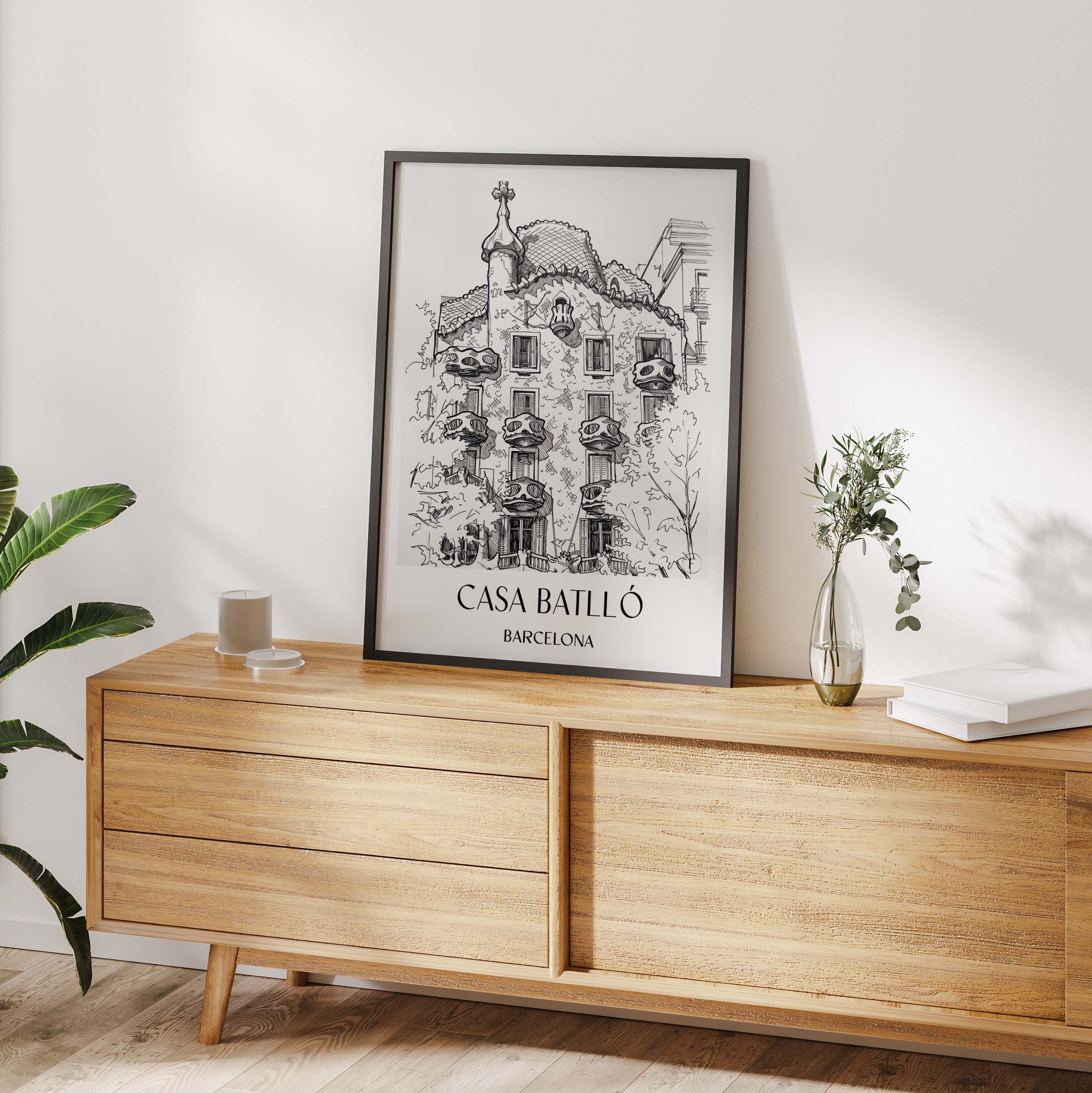 casa-batlló-barcelona-spanien-poster-skizze