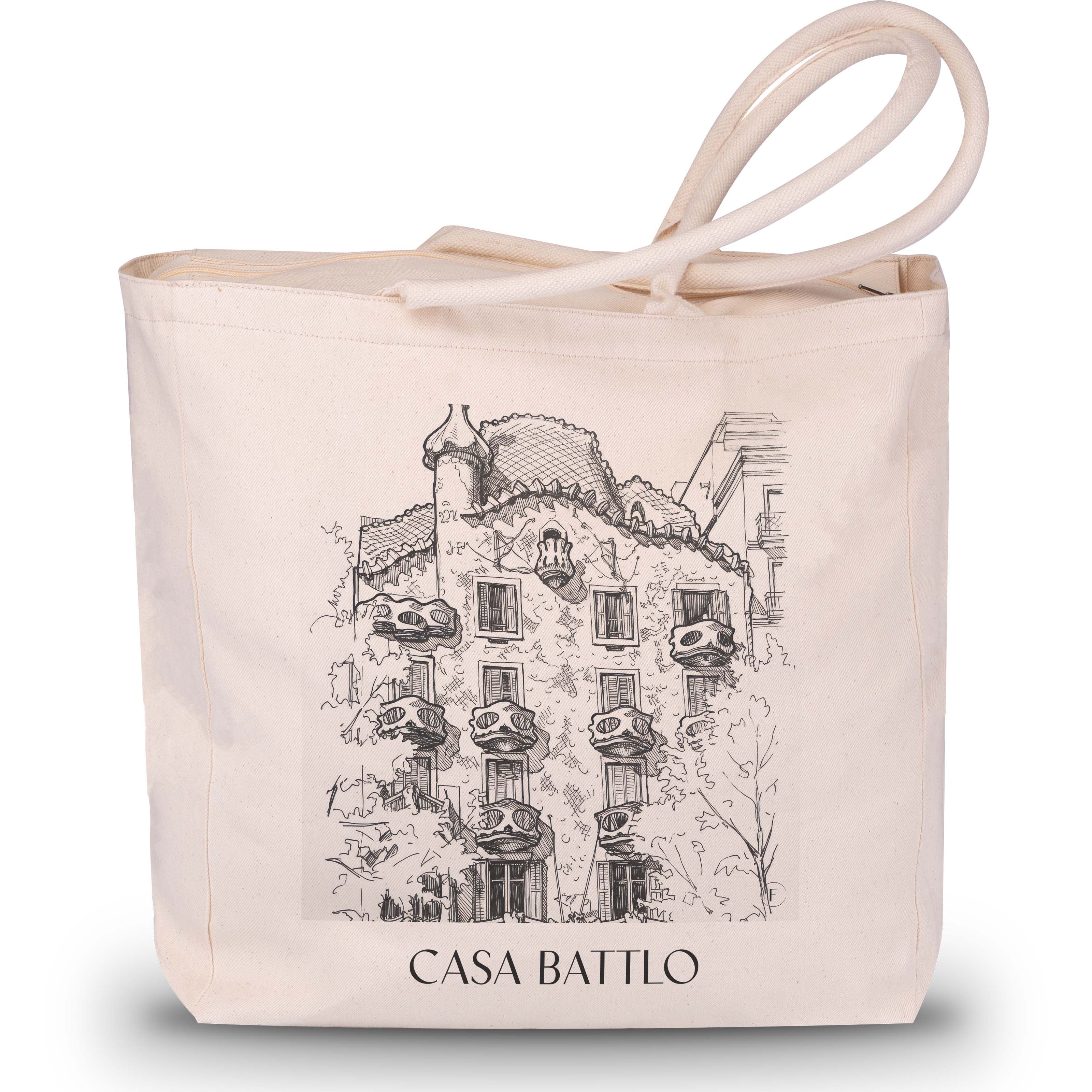 Casa Batlló Shopping Tasche - Barcelona - Spanien Tote Bag - Einkaufstasche im Skizze Stil - favplace