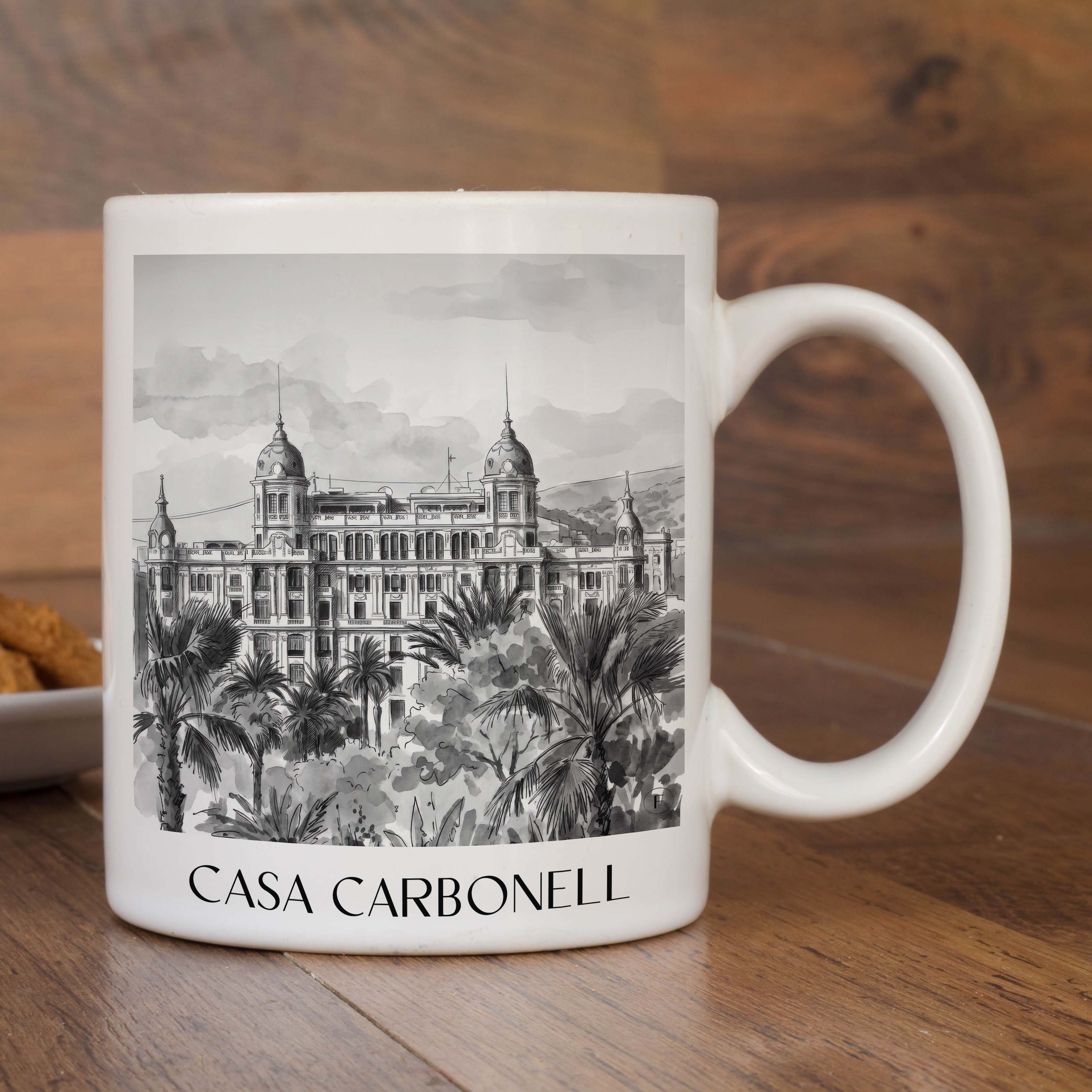 casa-carbonell-alicante-spanien-kaffeebecher-aquarell-schwarz-weiss