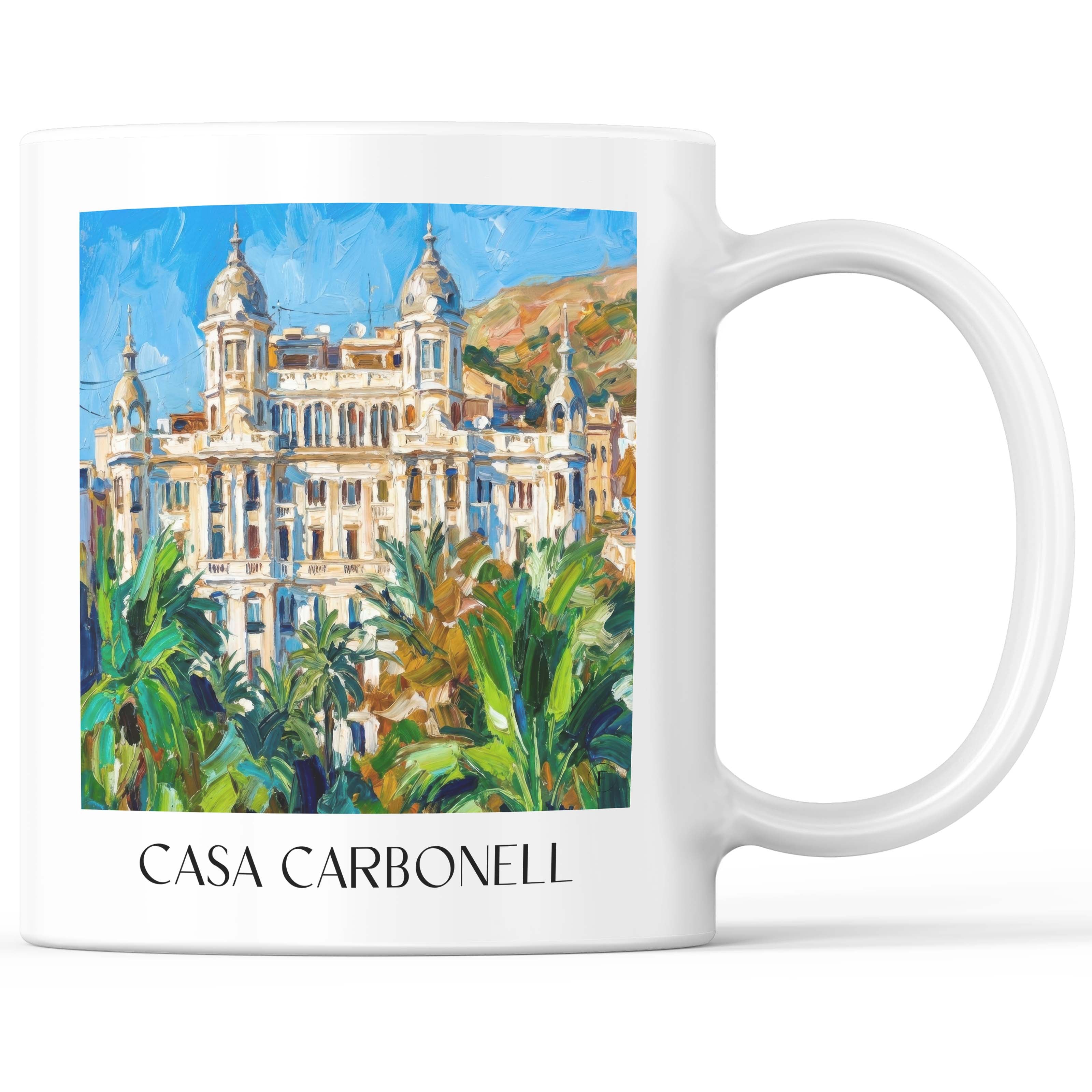 Casa Carbonell Kaffeebecher - Alicante - Spanien Becher - Kaffeetasse im Ölgemälde Stil - favplace
