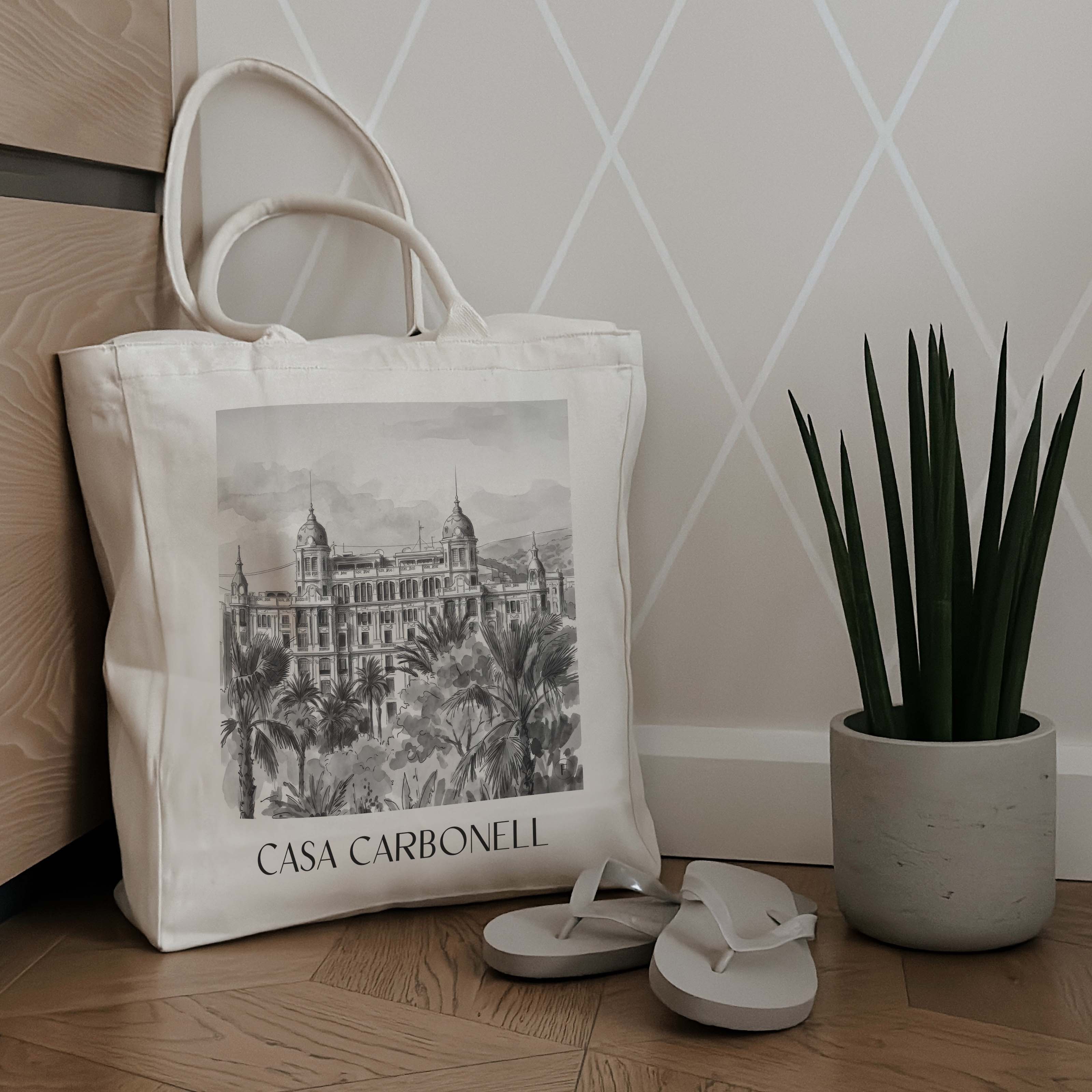 casa-carbonell-alicante-spanien-einkaufstasche-aquarell-schwarz-weiss