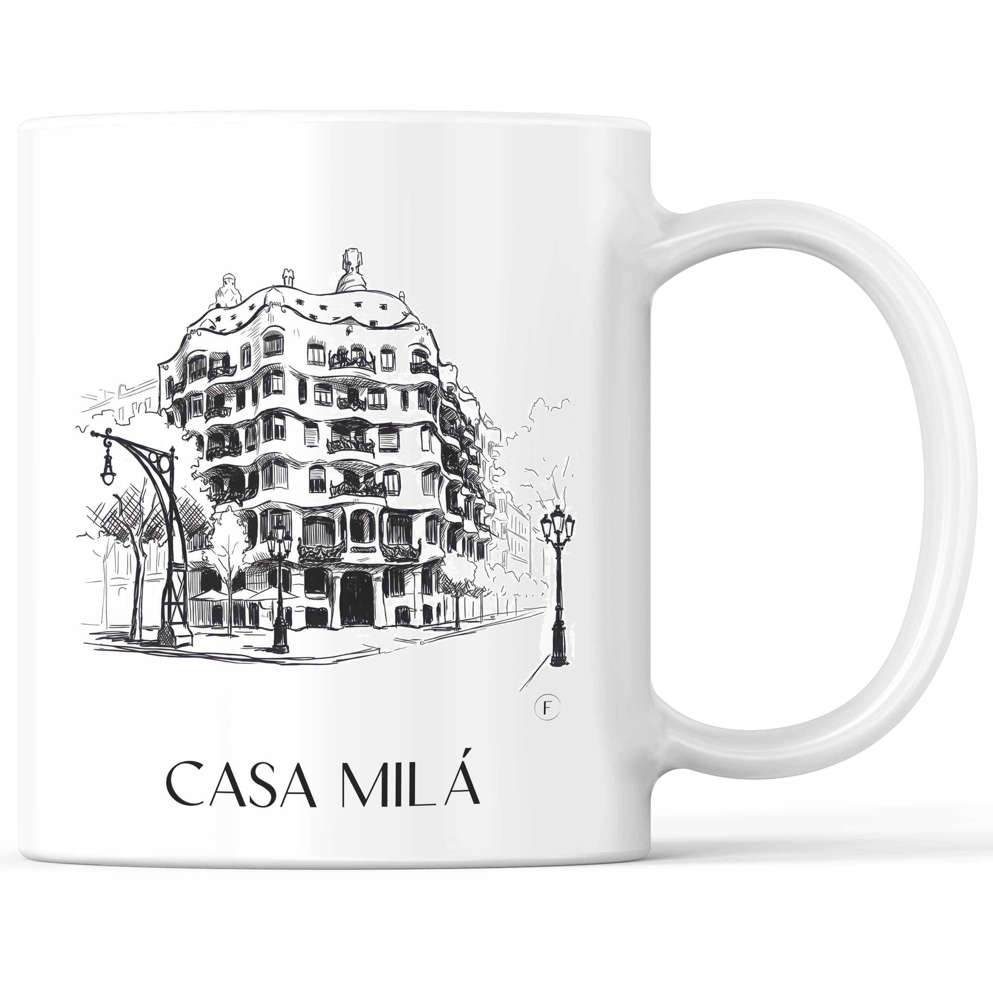 Casa Milá Kaffeebecher - Barcelona - Spanien Becher - Kaffeetasse im Skizze Stil - favplace