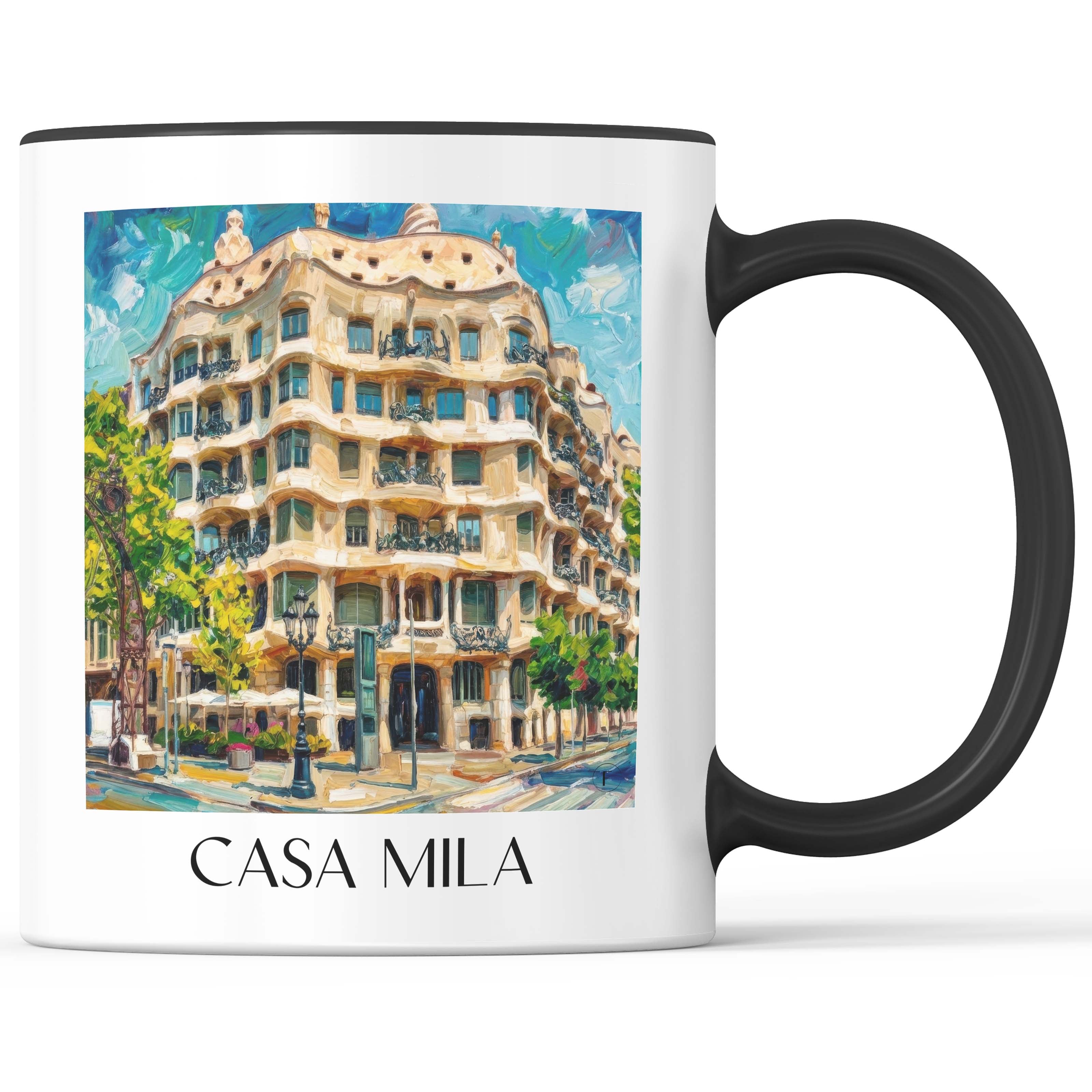 Casa Milá Kaffeebecher - Barcelona - Spanien Becher - Kaffeetasse im Ölgemälde Stil - favplace