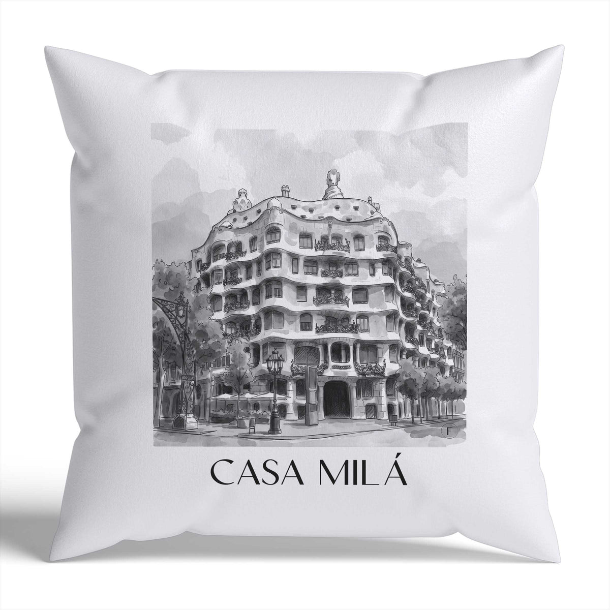 casa-milá-barcelona-spanien-kissenbezug-aquarell-schwarz-weiss