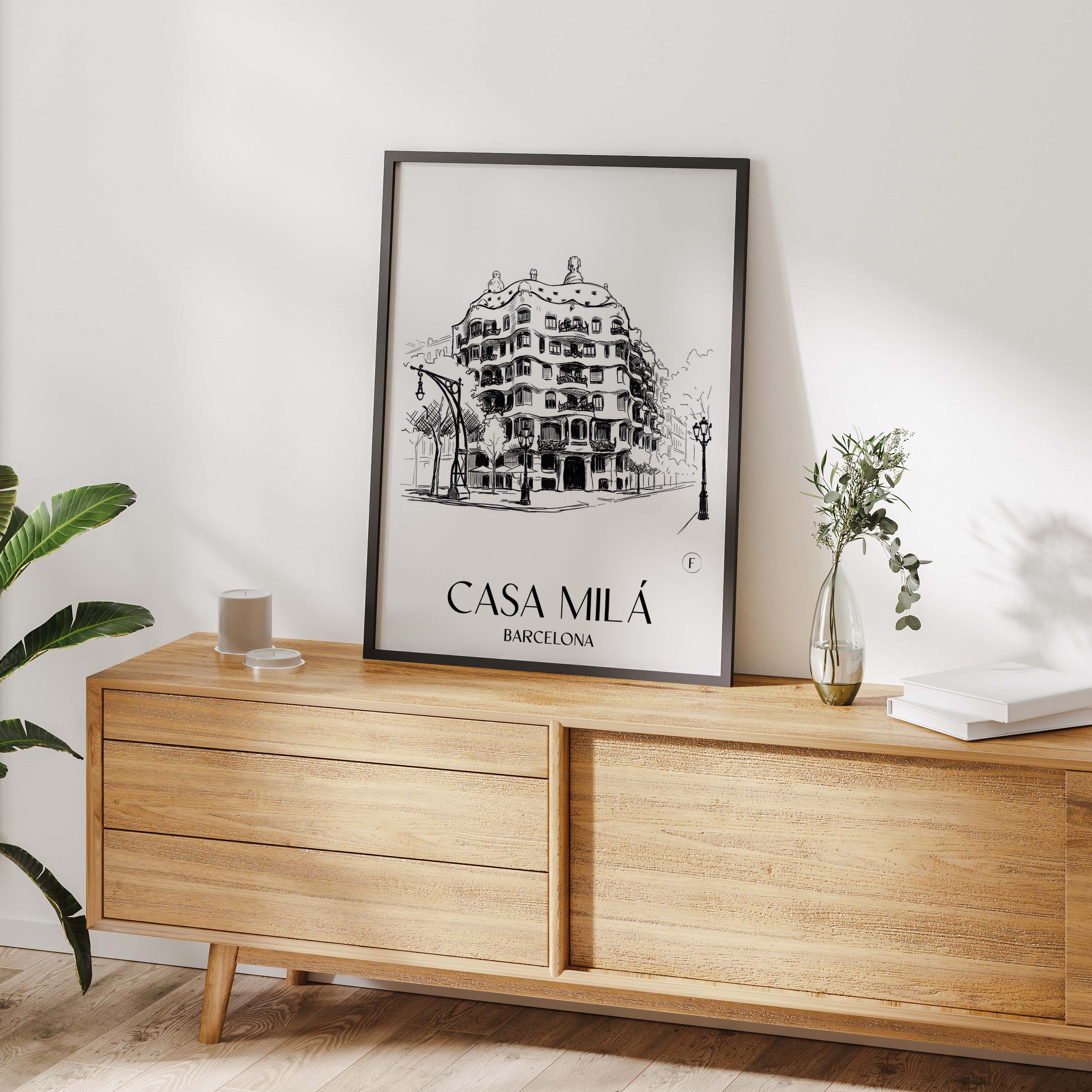 casa-milá-barcelona-spanien-poster-skizze