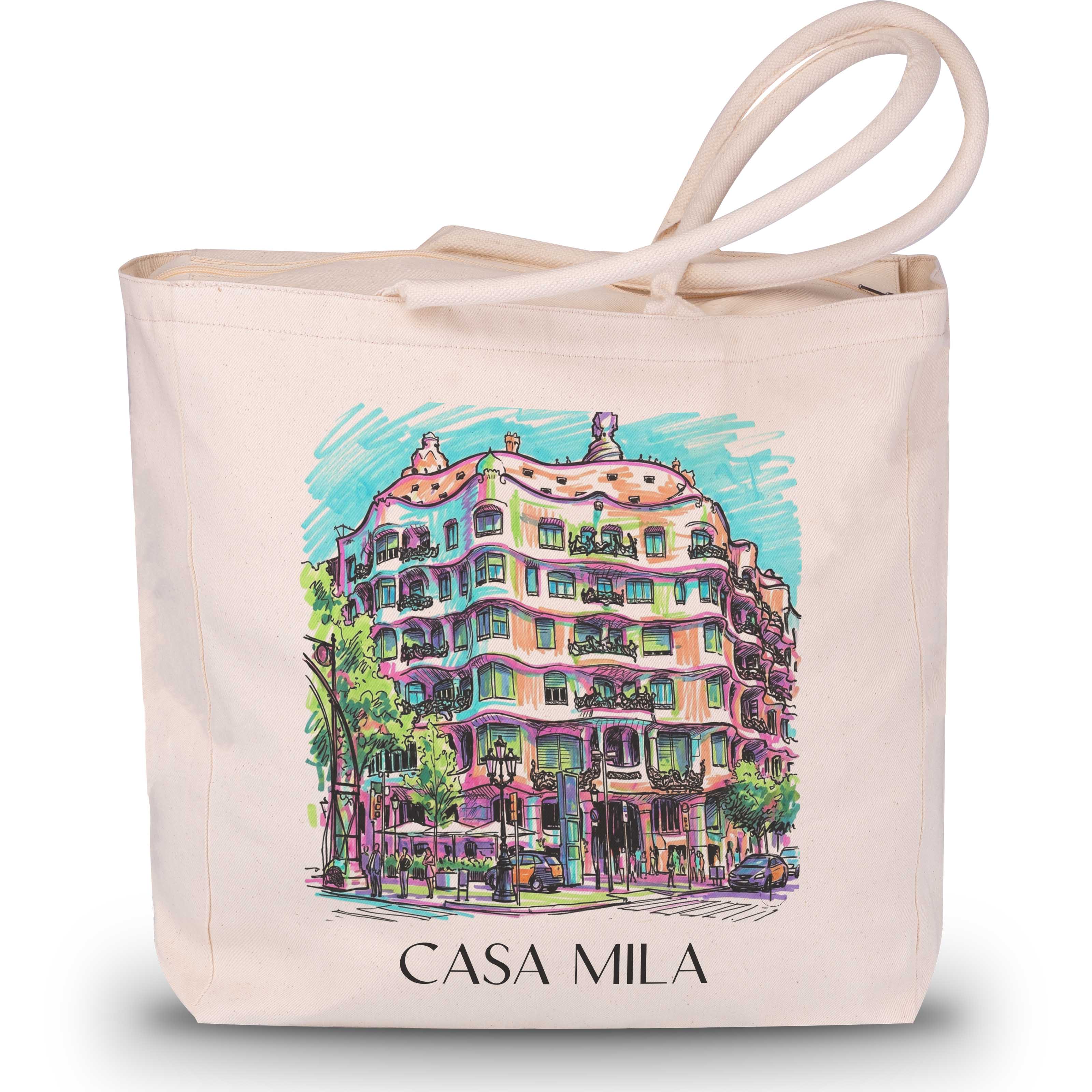 Casa Milá Shopping Tasche - Barcelona - Spanien Tote Bag - Einkaufstasche im Tag Graffiti Stil - favplace
