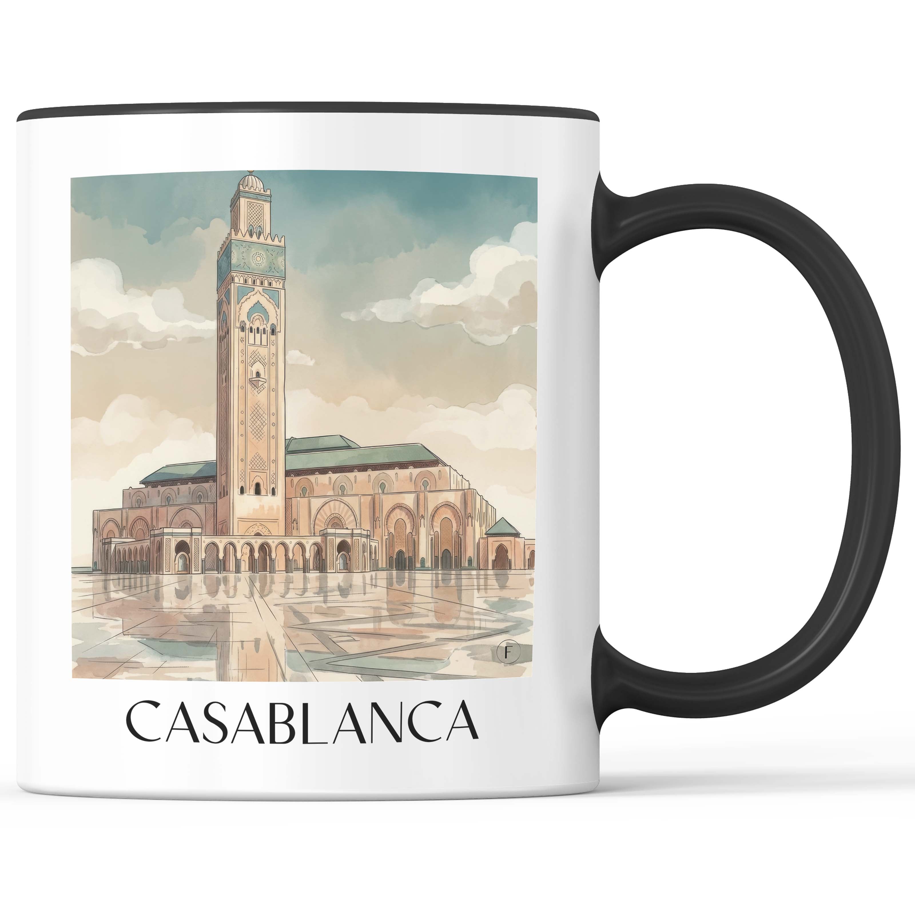 Casablanca - Marokko Becher - Kaffeetasse im Aquarell Stil - favplace