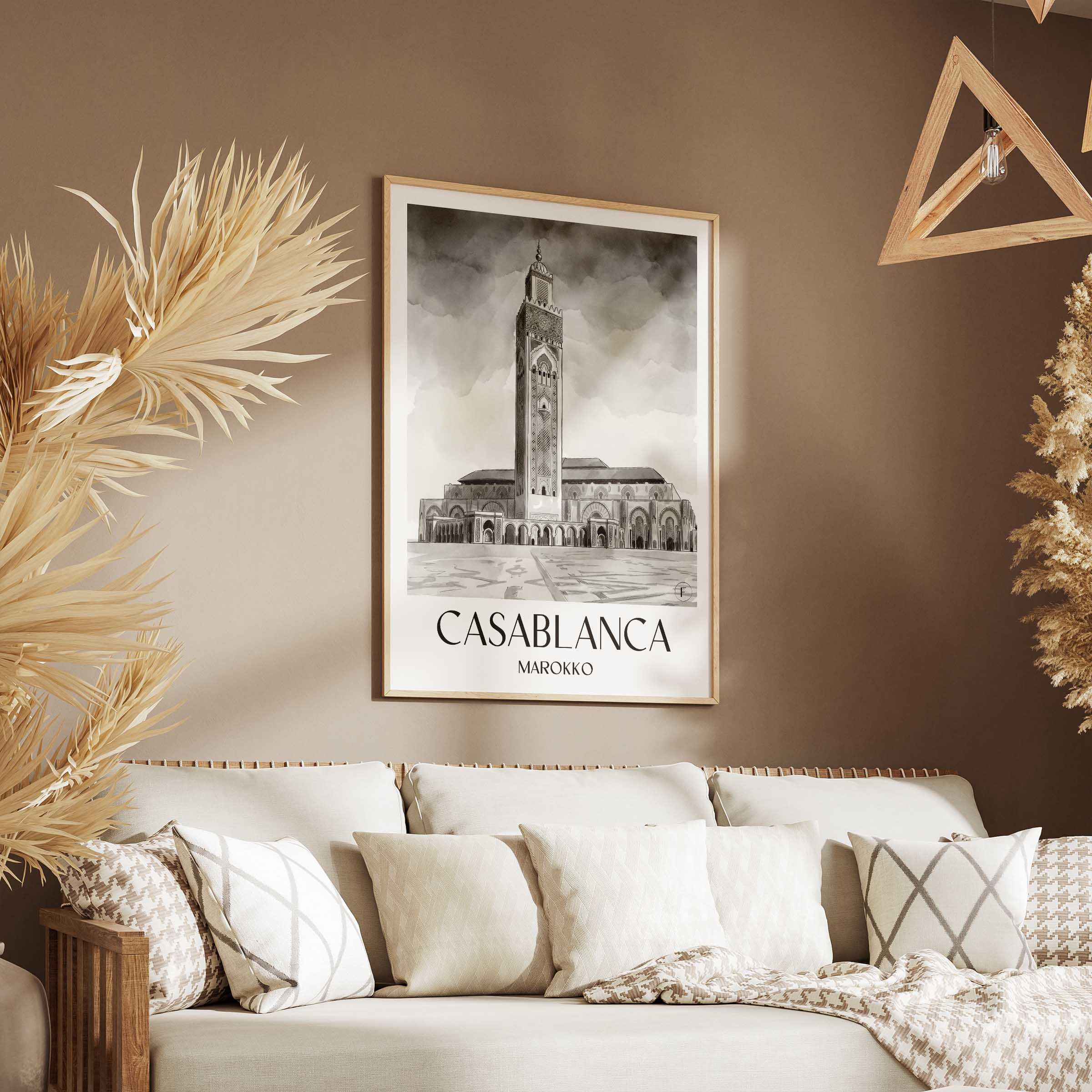 casablanca-marokko-poster-aquarell-schwarz-weiss