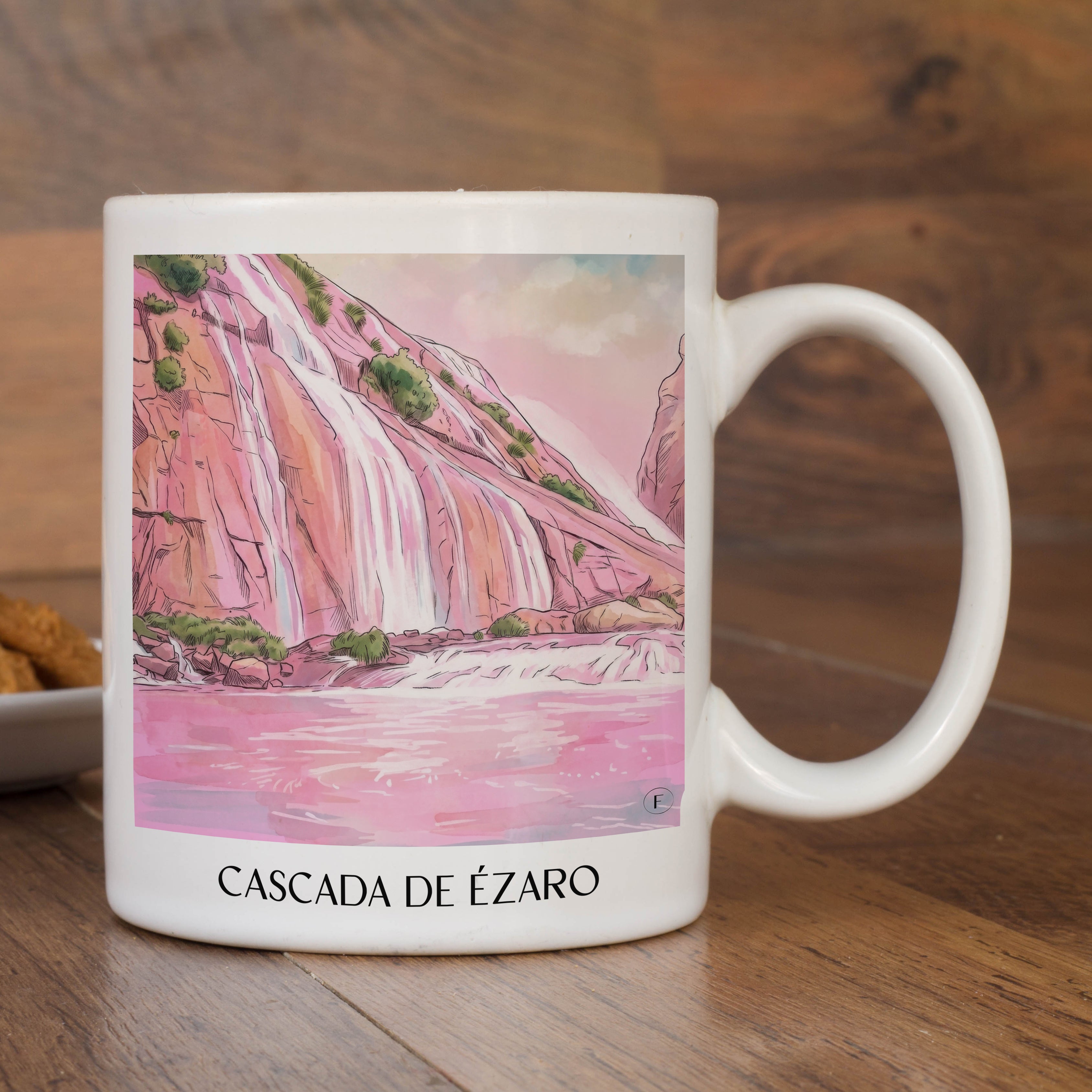 cascada-de-ézaro-galicien-spanien-kaffeebecher-aquarell-pink-rosa