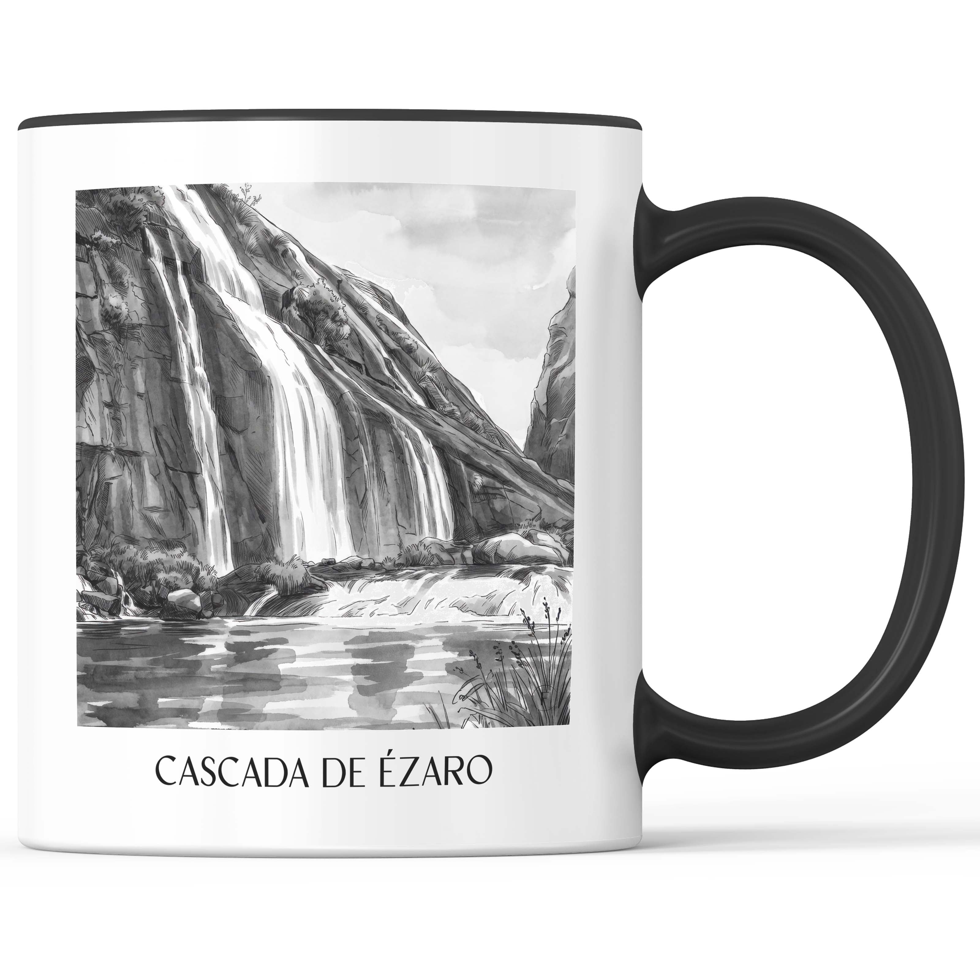 cascada-de-ézaro-galicien-spanien-kaffeebecher-aquarell-schwarz-weiss