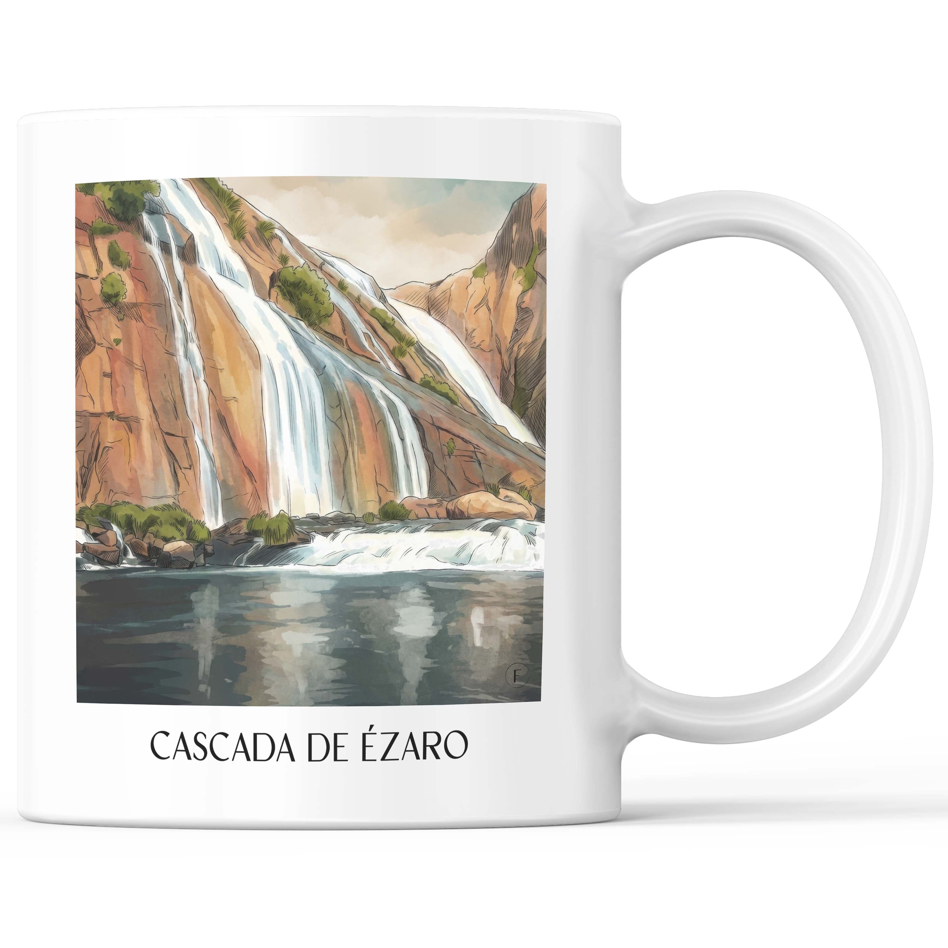 Cascada de Ézaro Kaffeebecher - Galicien - Spanien Becher - Kaffeetasse im Aquarell Stil - favplace