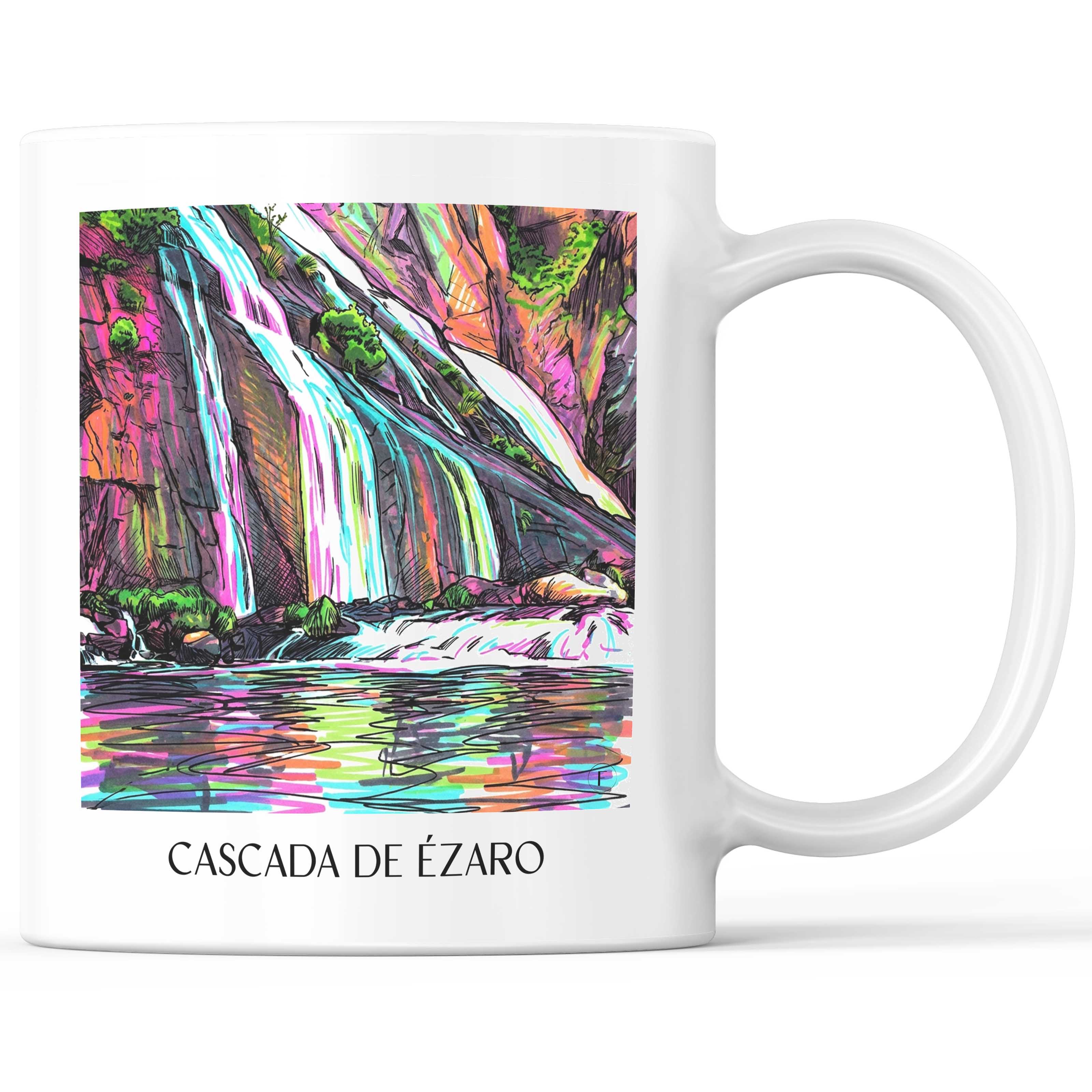 Cascada de Ézaro Kaffeebecher - Galicien - Spanien Becher - Kaffeetasse im Tag Graffiti Stil - favplace